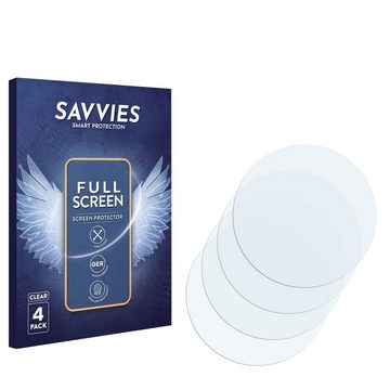 Savvies Full-Cover Schutzfolie für Garmin Fenix 7X Pro Solar (51 mm), Displayschutzfolie, 4 Stück, 3D Curved klar