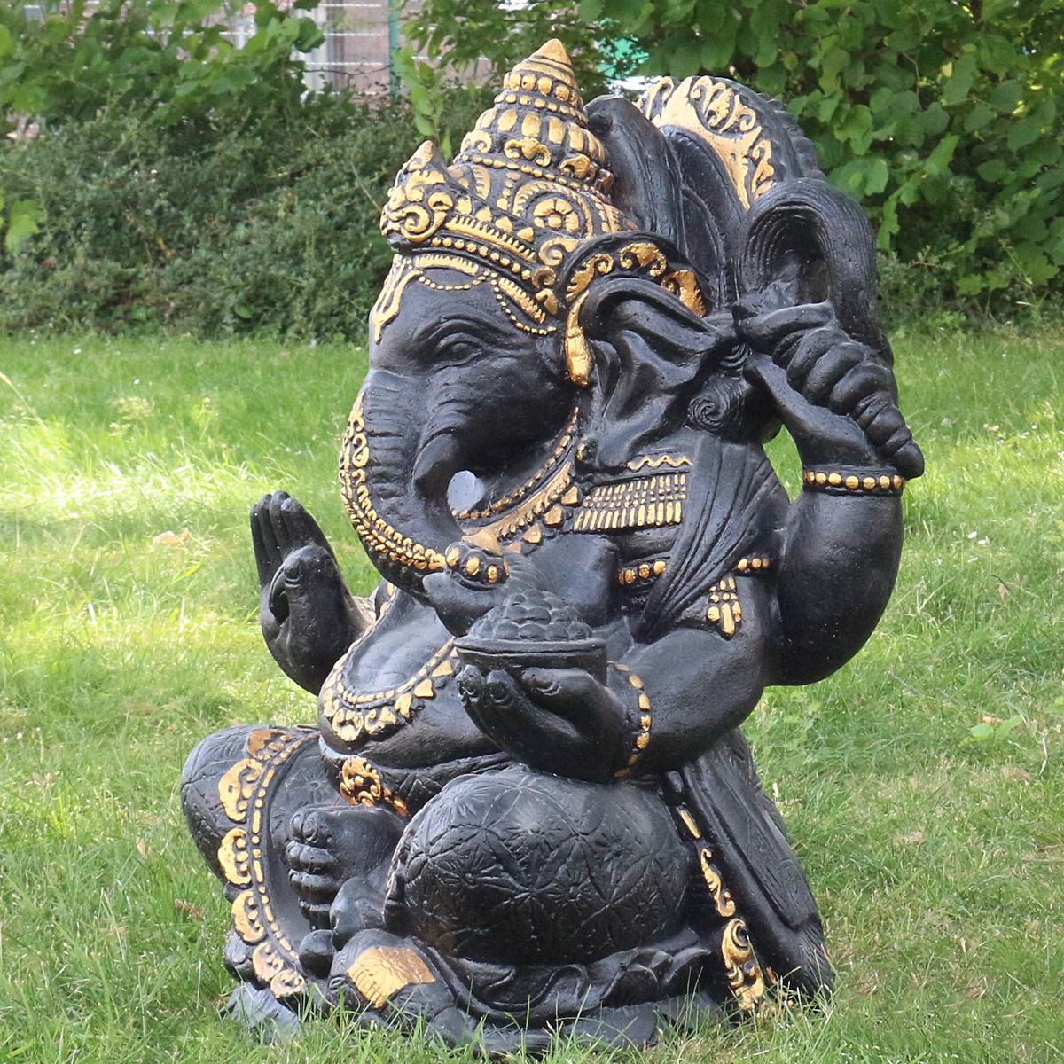 Oriental Galerie Dekofigur Ganesha Figur Beton Antik Finish mit Gold 80 cm (1 St)