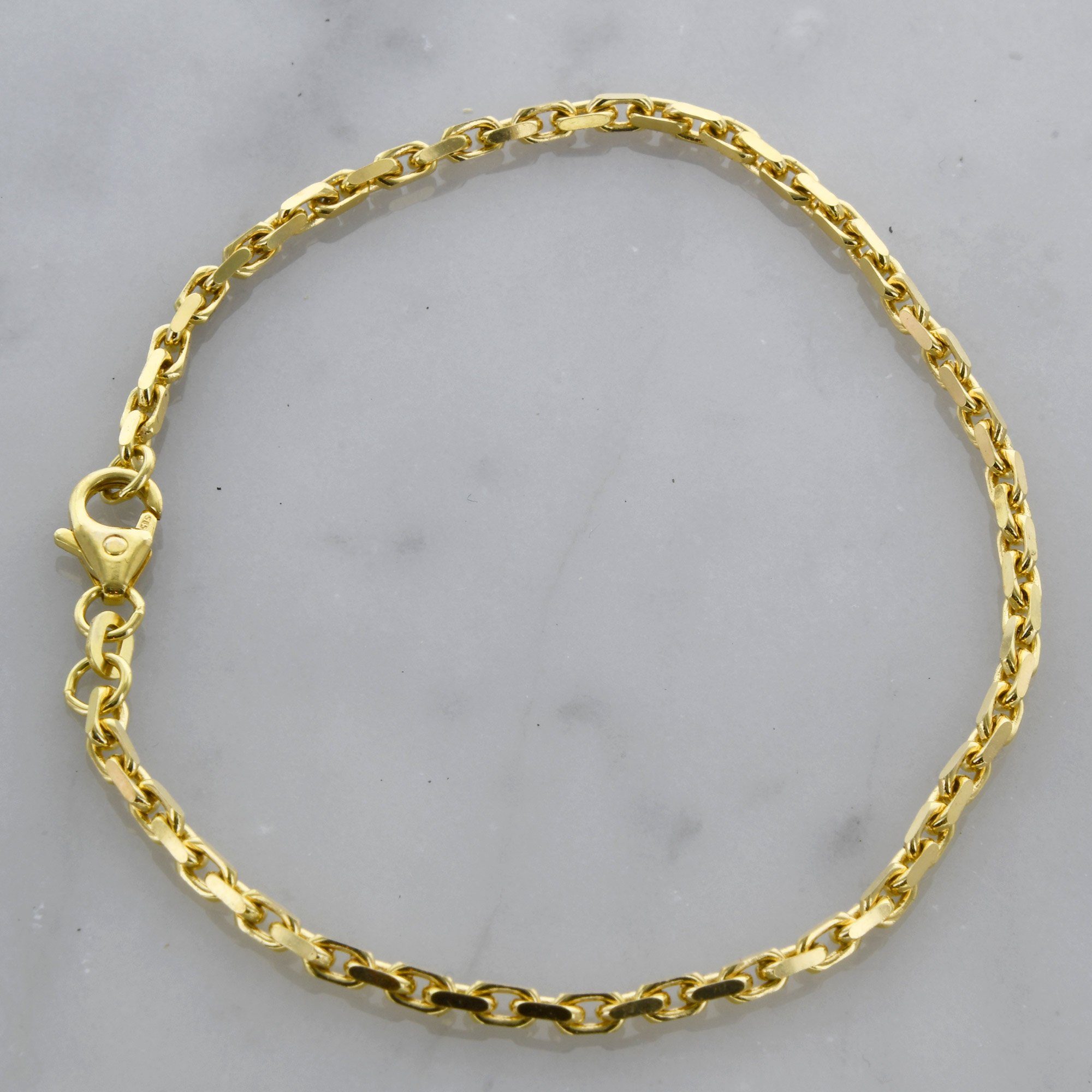 HOPLO Goldarmband Ankerkette diamantiert Länge 18,7cm - Breite 2,5mm - 333-8 Karat Gold