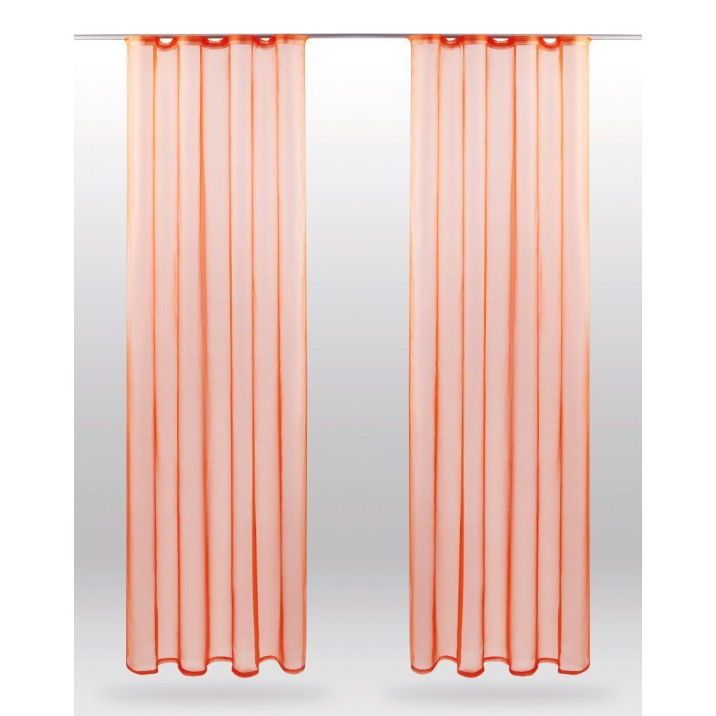 Vorhang, Bestlivings, Kräuselband (2 St), transparent, Voile, Gardinenset "Transparent" (2 Dekoschals mit Universalband) Orange