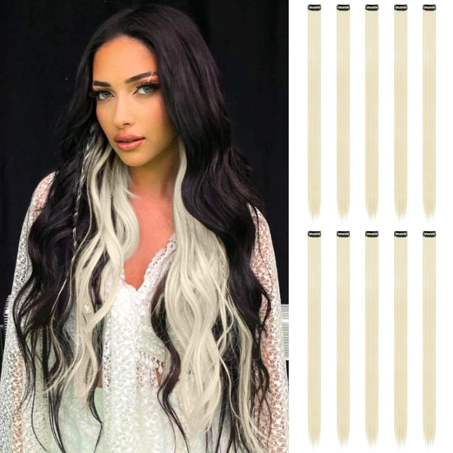 XDeer Zopfband 20 PCS Regenbogen Farbige Наращивание волос Clip In für Mädchen
