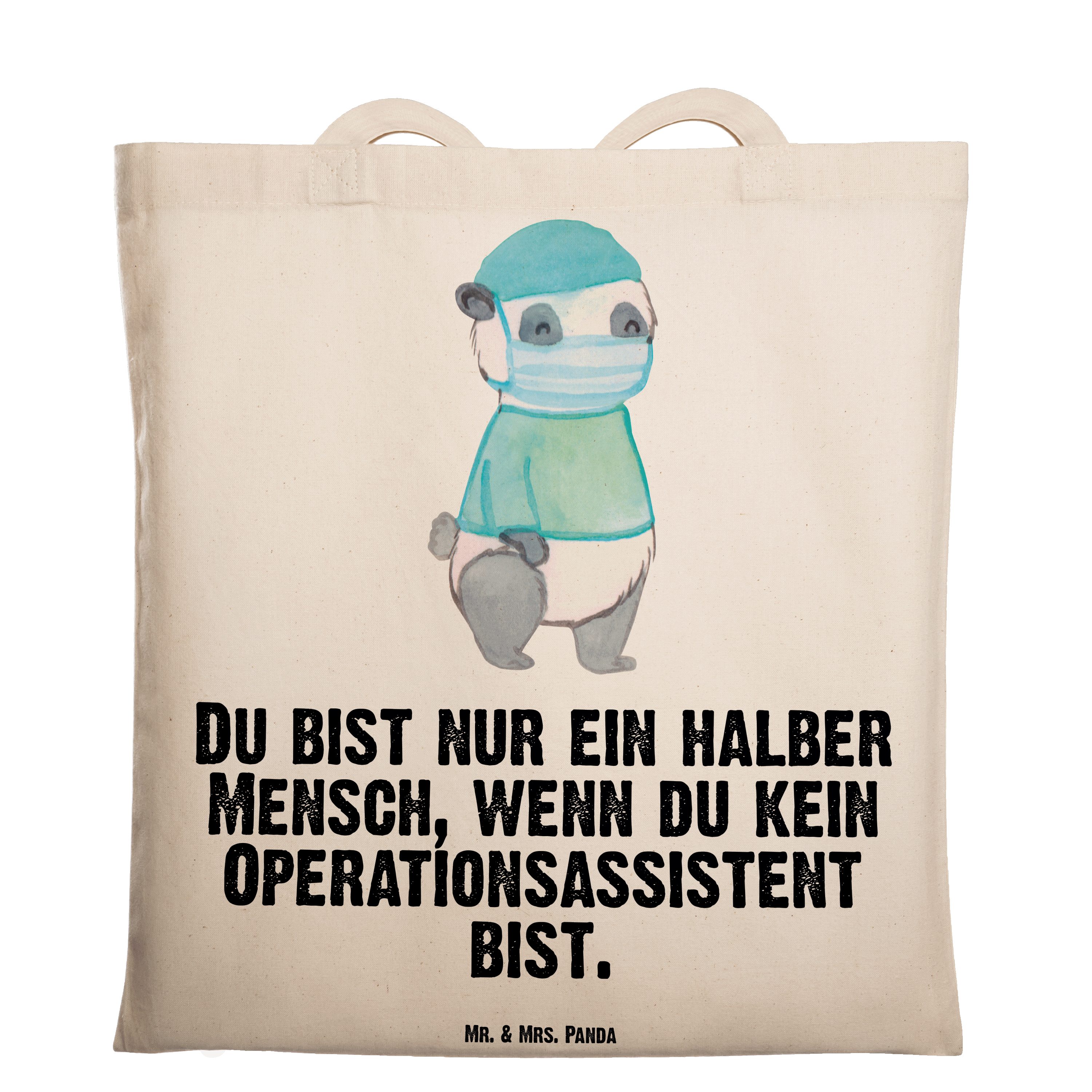 Mr. & Mrs. Panda Tragetasche Operationsassistent mit Herz - Transparent - Geschenk, Ausbildung, Mi (1-tlg)