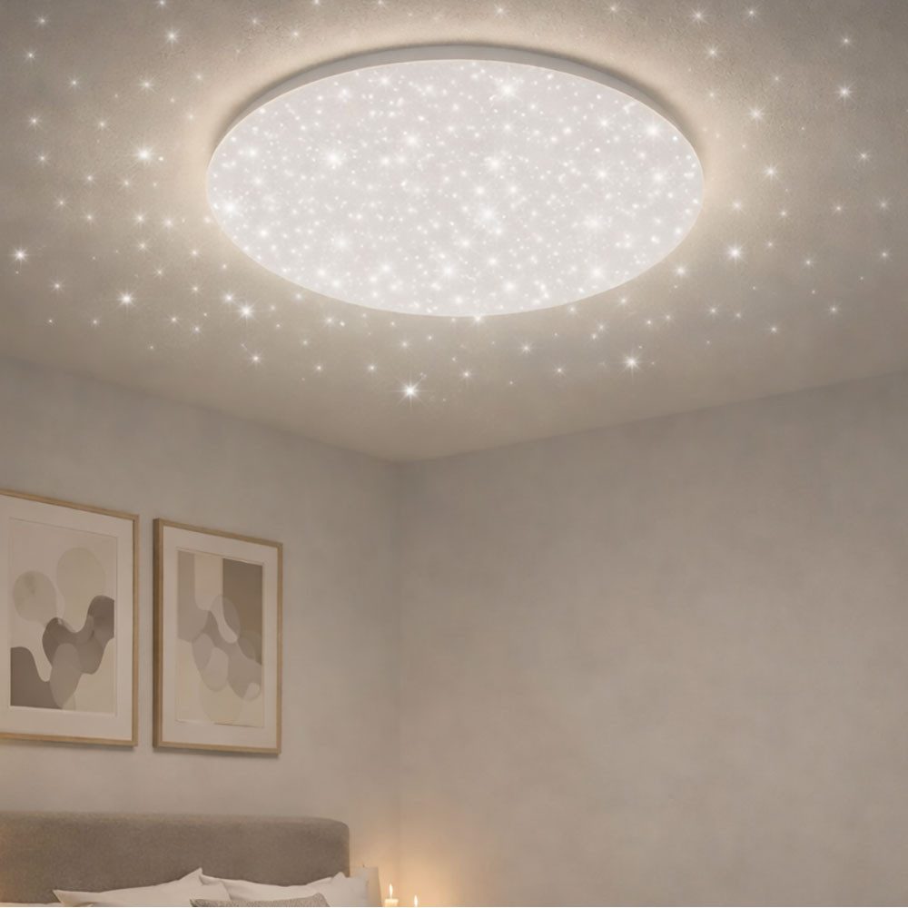 V-TAC LED Deckenleuchte, LED-Leuchtmittel fest verbaut, Neutralweiß, LED Deckenlampe Wohnzimmerleuchte Sternenhimmel Deckenleuchte weiß