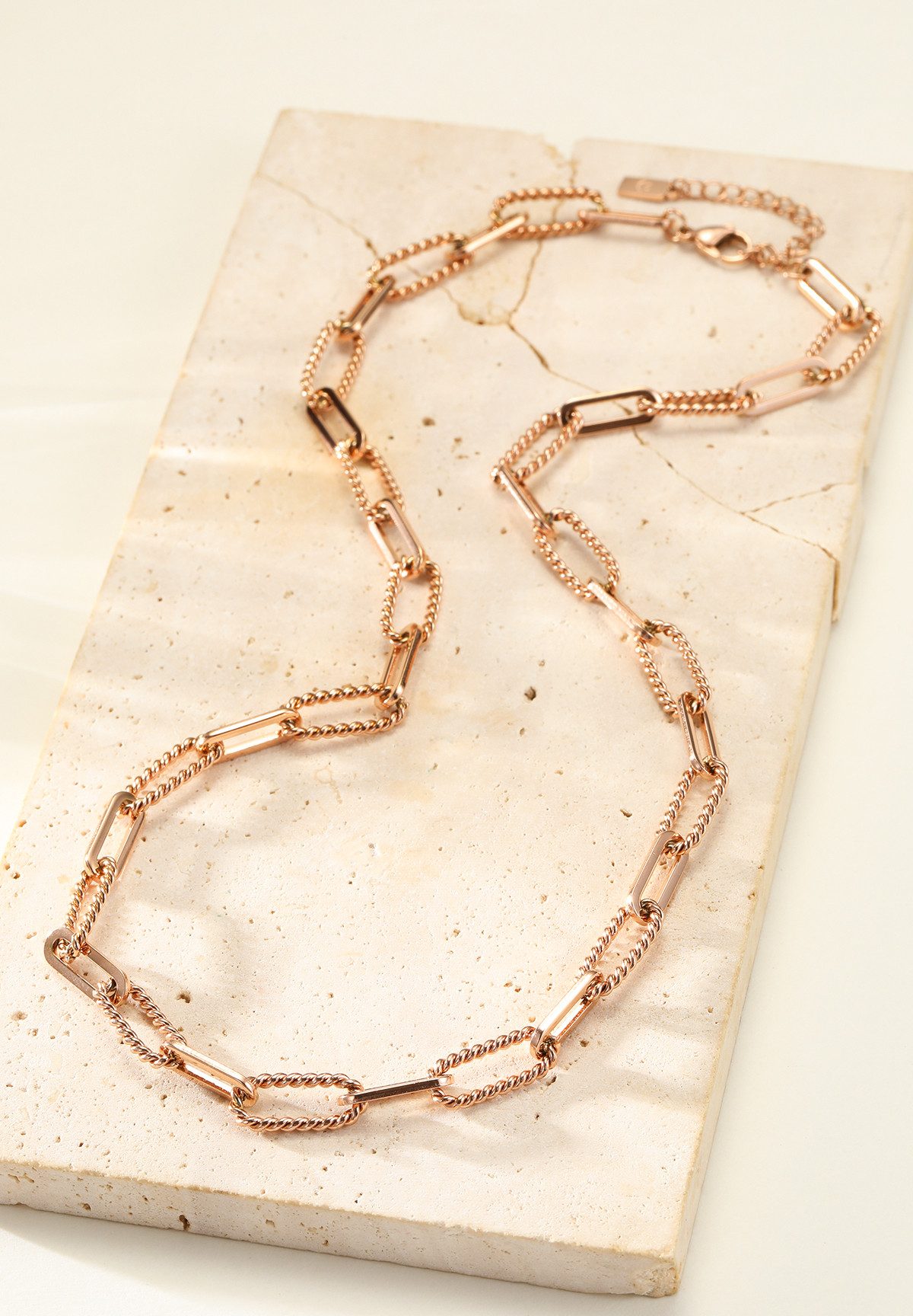 Hey Happiness Gliederkette Twisted Ovale Glieder, Trendy Herrenkette, Gedrehte Unisex Kette Paperclip, wasserfest