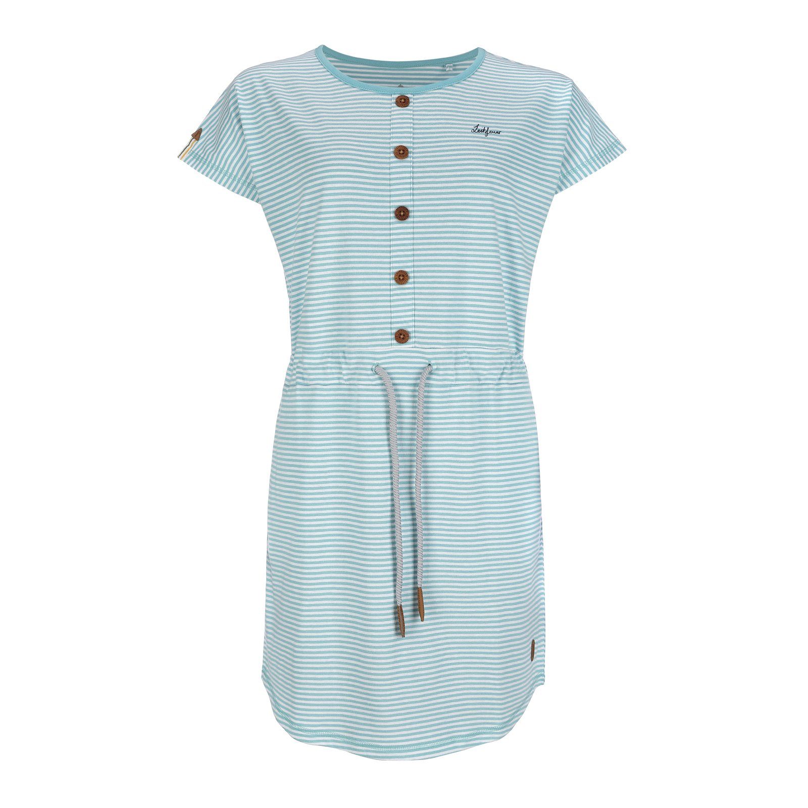 Leitfeuer Sweatkleid Damen 1/2-Arm T-Shirt-Kleid gestreift – Kleid mit Streifen aus Baumwolle hellblau/weiß