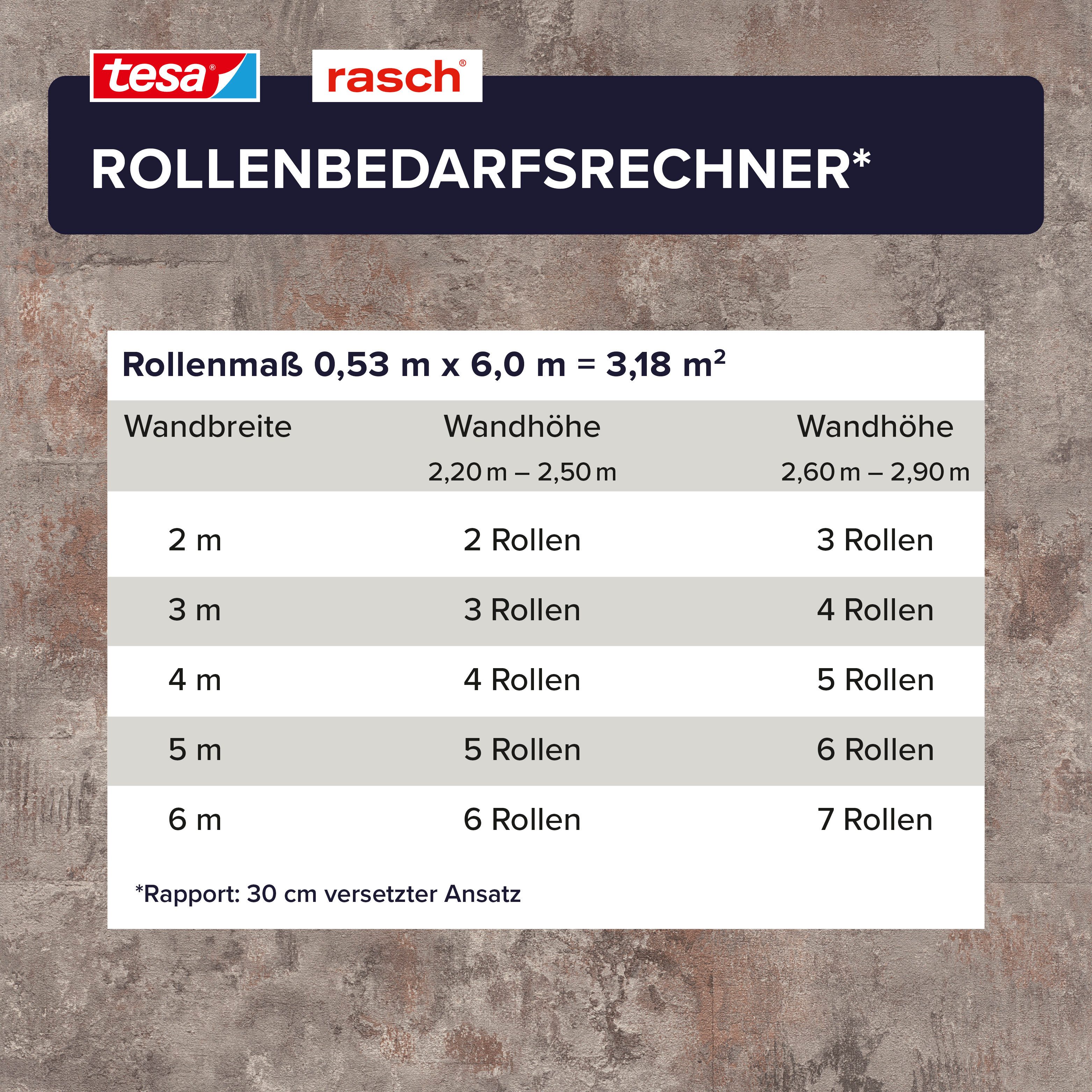 Rasch Vliestapete Atlas - Selbstklebende Tapete Betonoptik von tesa® x rasch®, strukturiert, Beton, urban, Industrial, used, (1 Rolle, 1 St), selbstklebend, 6,0 – Bild 5 von 5