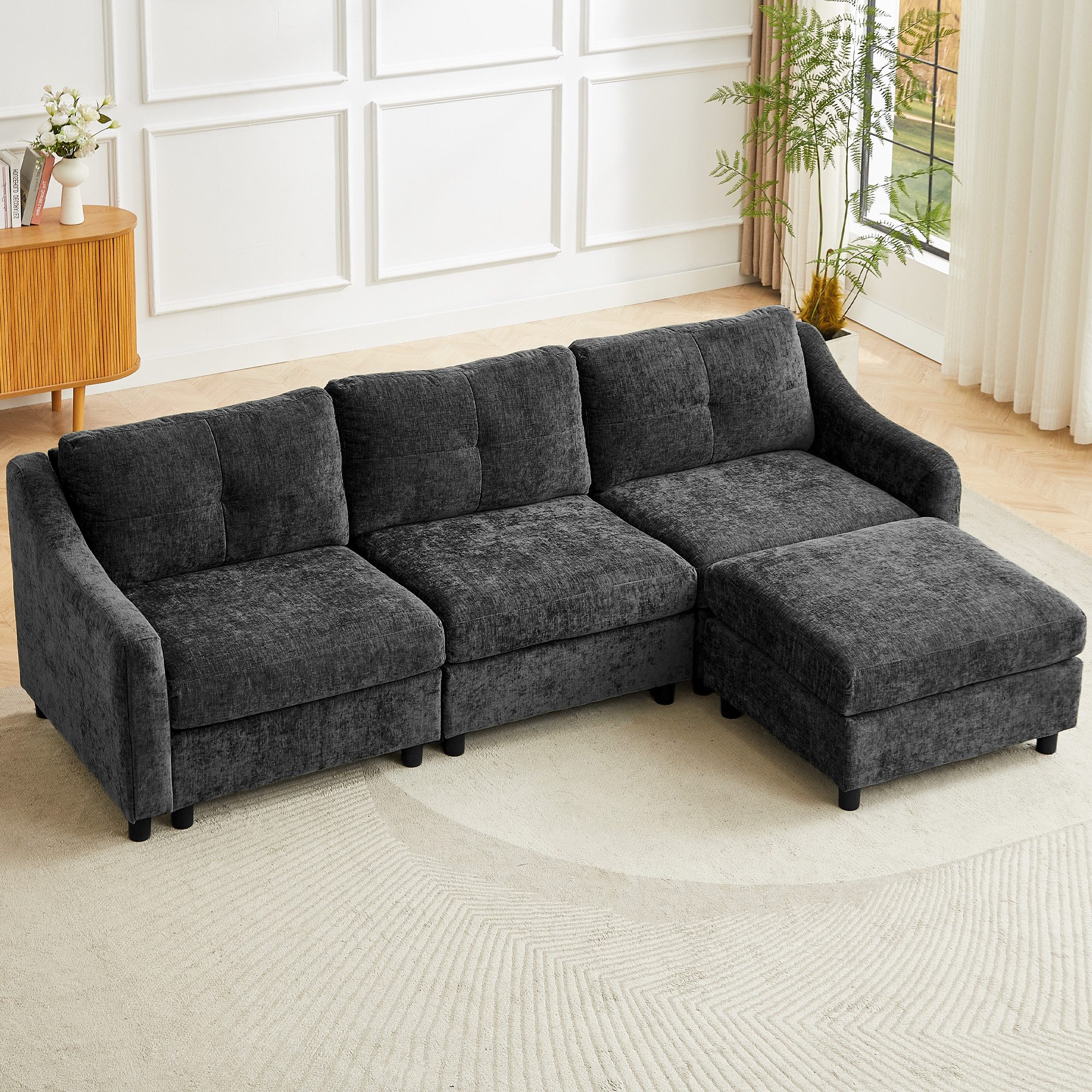 Jiexi Wohnlandschaft Ecksofa Mit Schlaffunktion Kordsofa, L oder U Form Cou günstig online kaufen