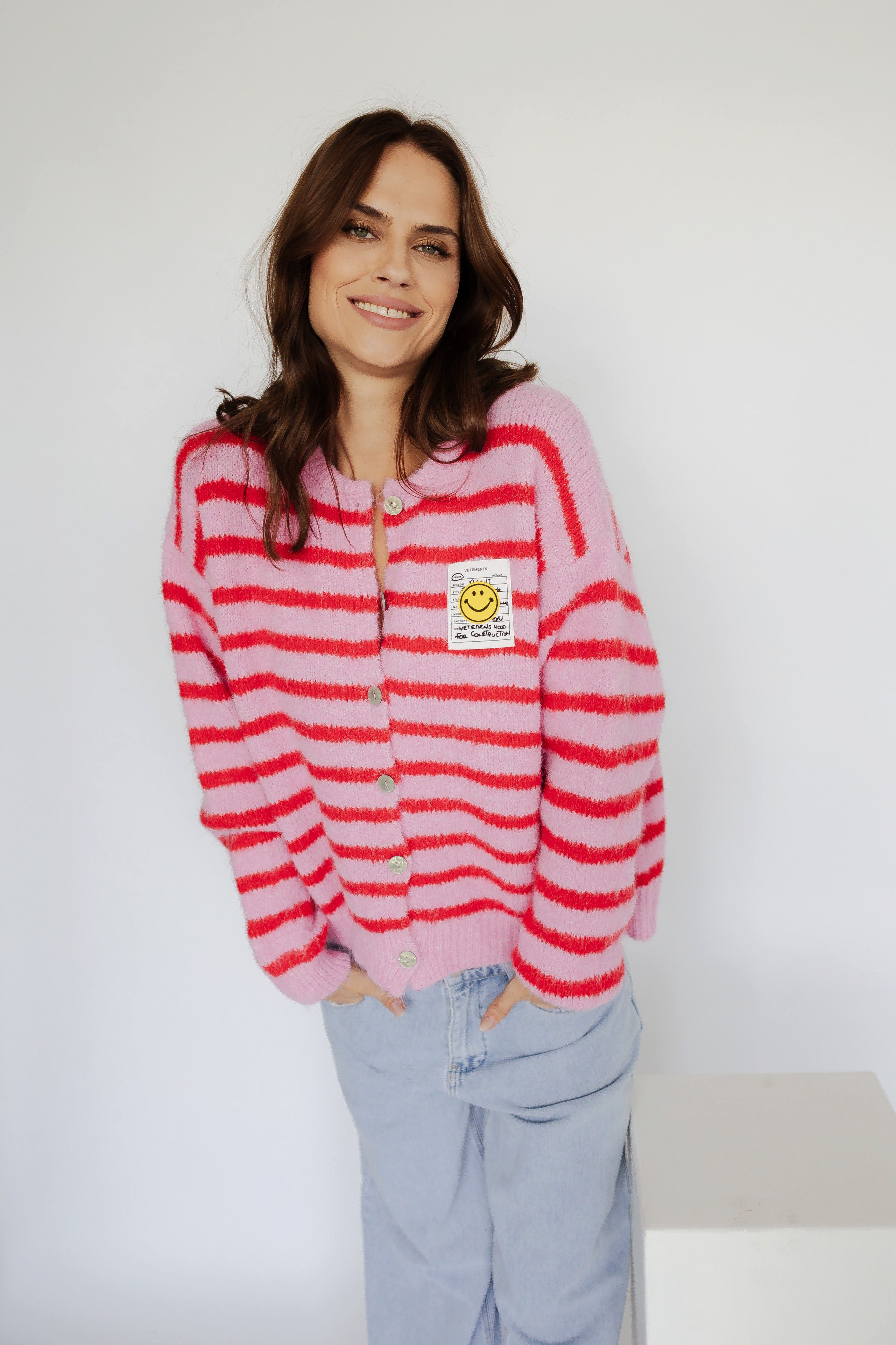 von Herzen Hemdbluse GESTREIFTER CARDIGAN "SMILEY"