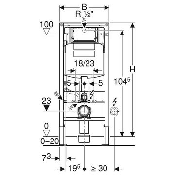 GEBERIT Tiefspül-WC GEBERIT-AL5513-SET, Abgang waagerecht, Geberit Spülrandlos Hänge Wand-WC Vorwandelement Spülkasten