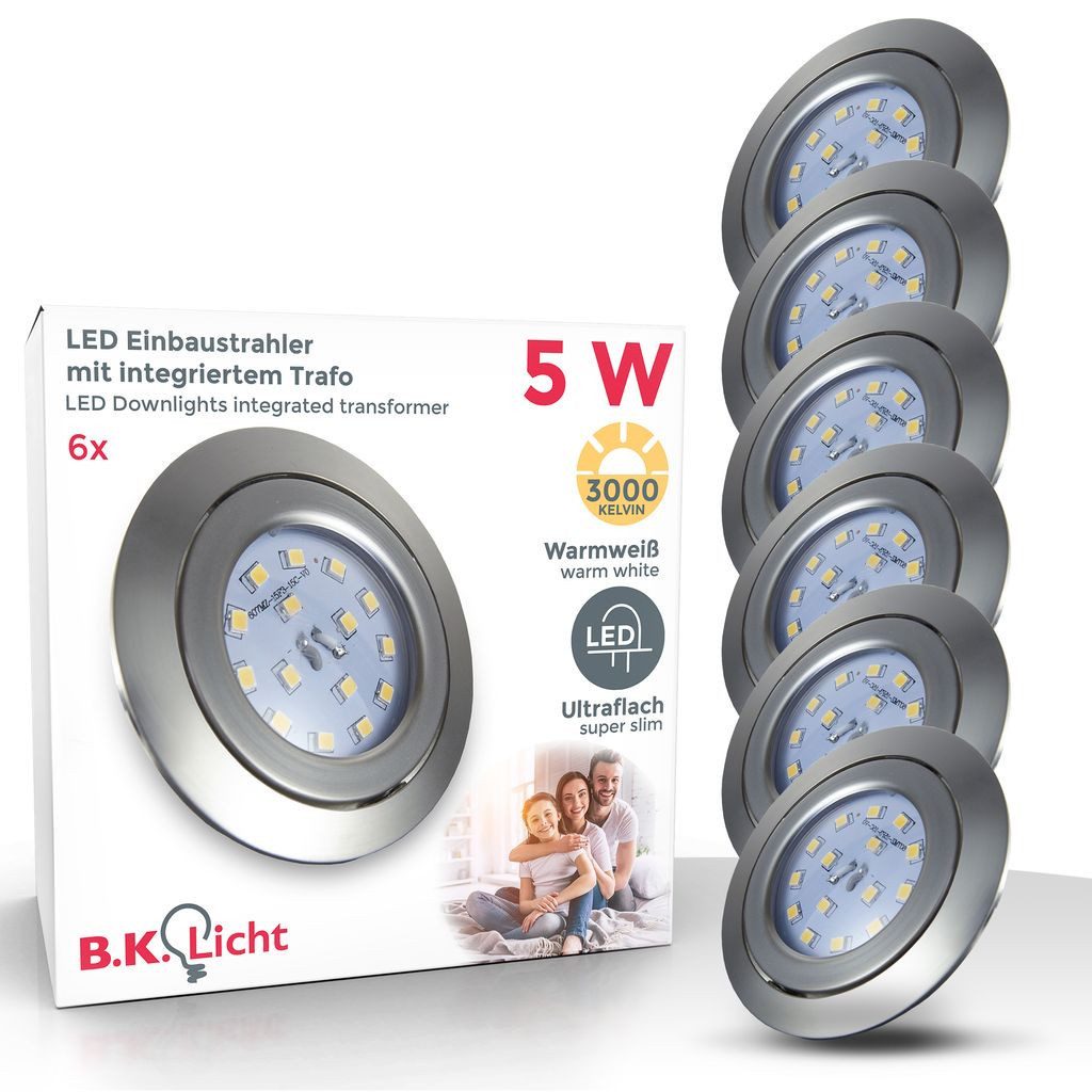 B.K.Licht LED Einbaustrahler 6er SET 6x 5W 400lm 3000K IP23 - 10-03-06-S, L günstig online kaufen