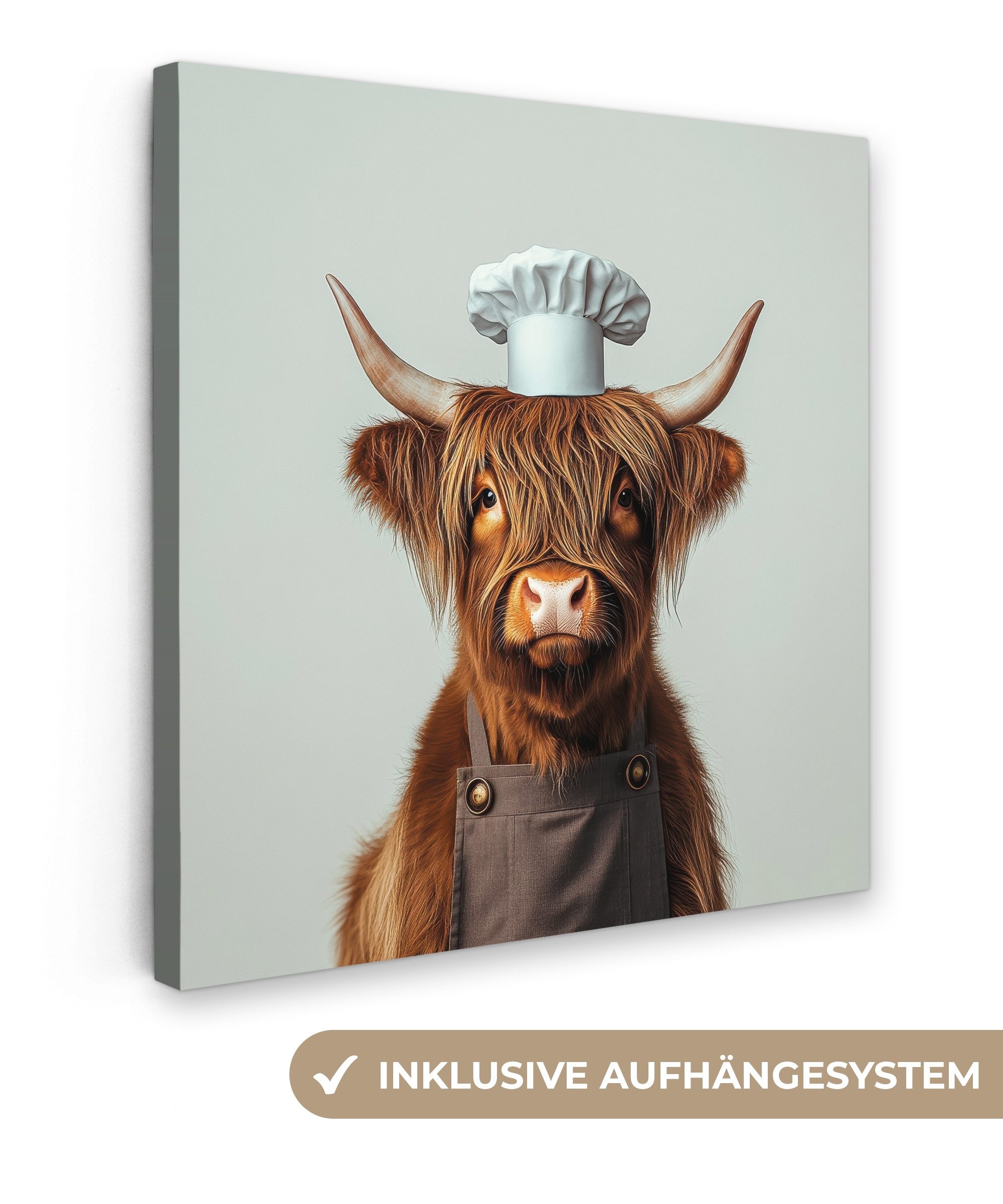 OneMillionCanvasses® Leinwandbild Schottischer Highlander - Braun - Hörner günstig online kaufen
