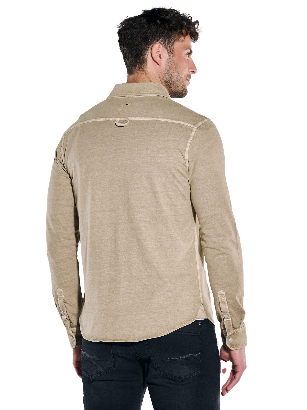emilio adani Langarm-Poloshirt Herren Langarm-Hemd uni, Braunbeige