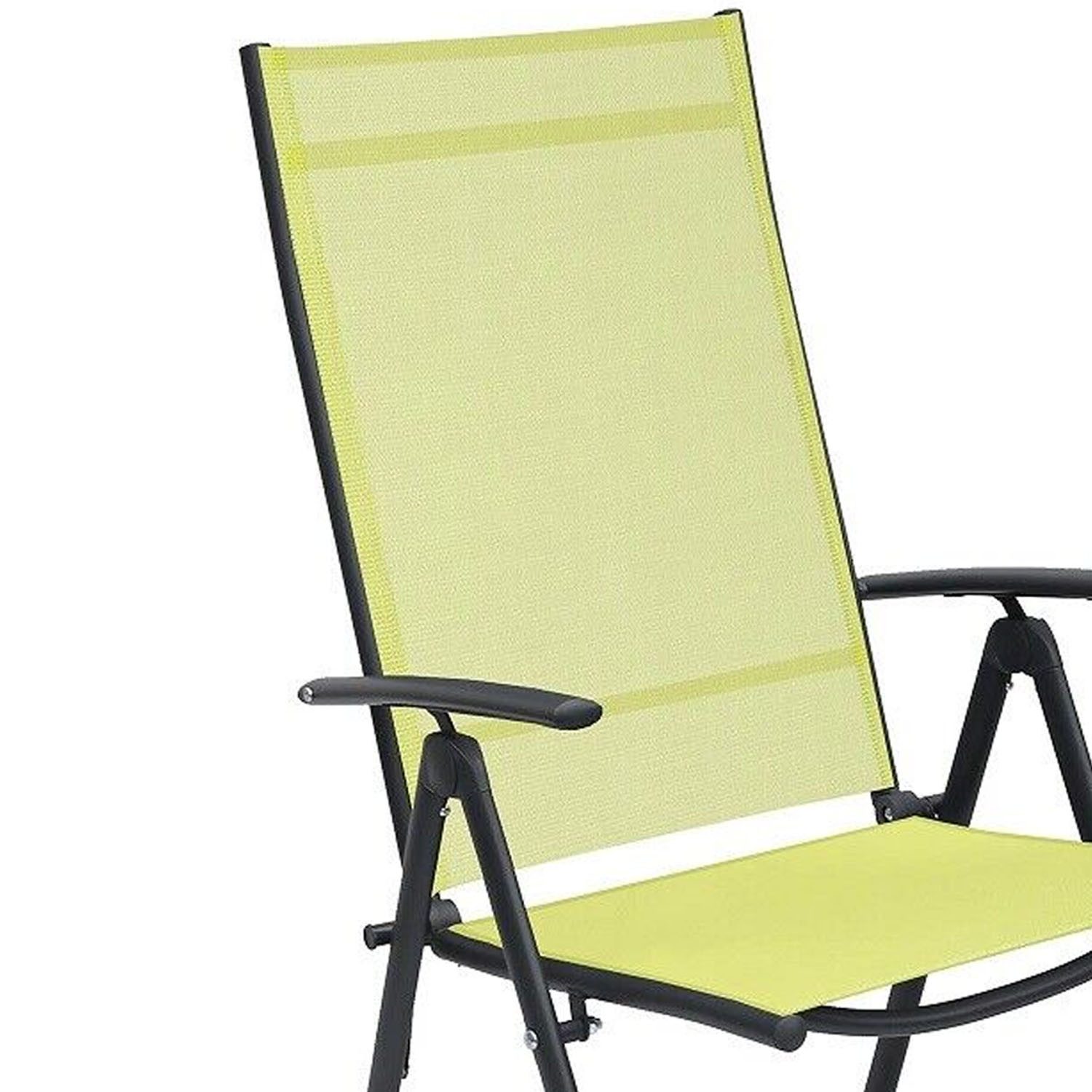 Mojawo Armlehnstuhl Klappstuhl Hochlehner Gartenstuhl Textilen Anthrazit Limegrün 7 Pos. – Bild 3 von 5
