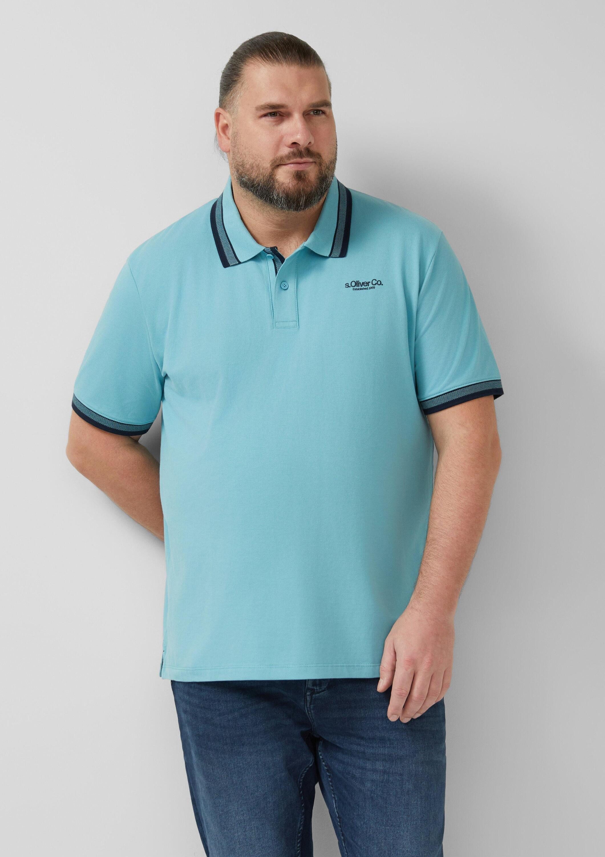 s.Oliver Kurzarmshirt Polo-Shirt Poloshirt aus Piqué mit Kontrast-Details
