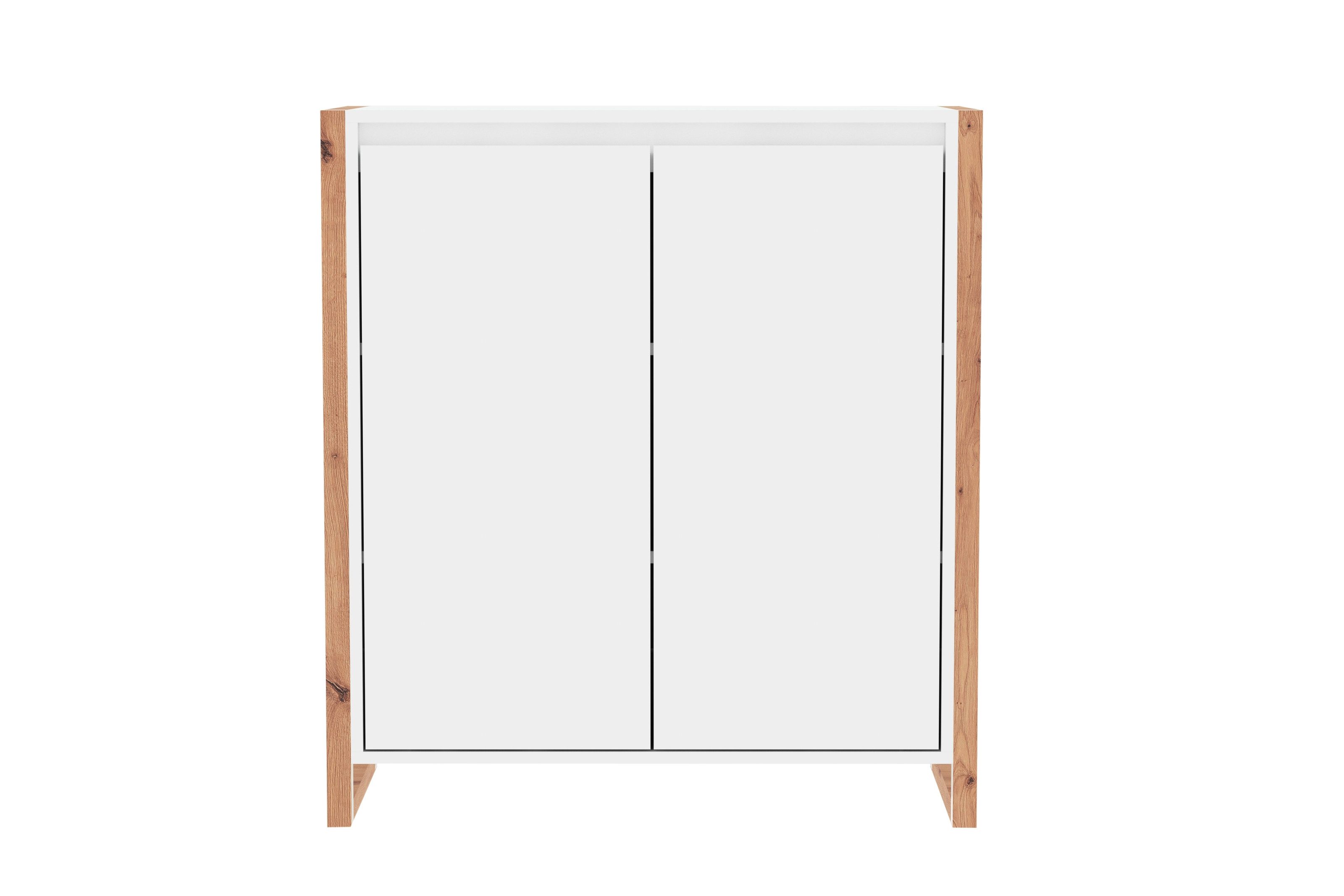 freiraum Kommode Denver, in weiß / Dekor Artisan Oak - 80x88x40cm (BxHxT)
