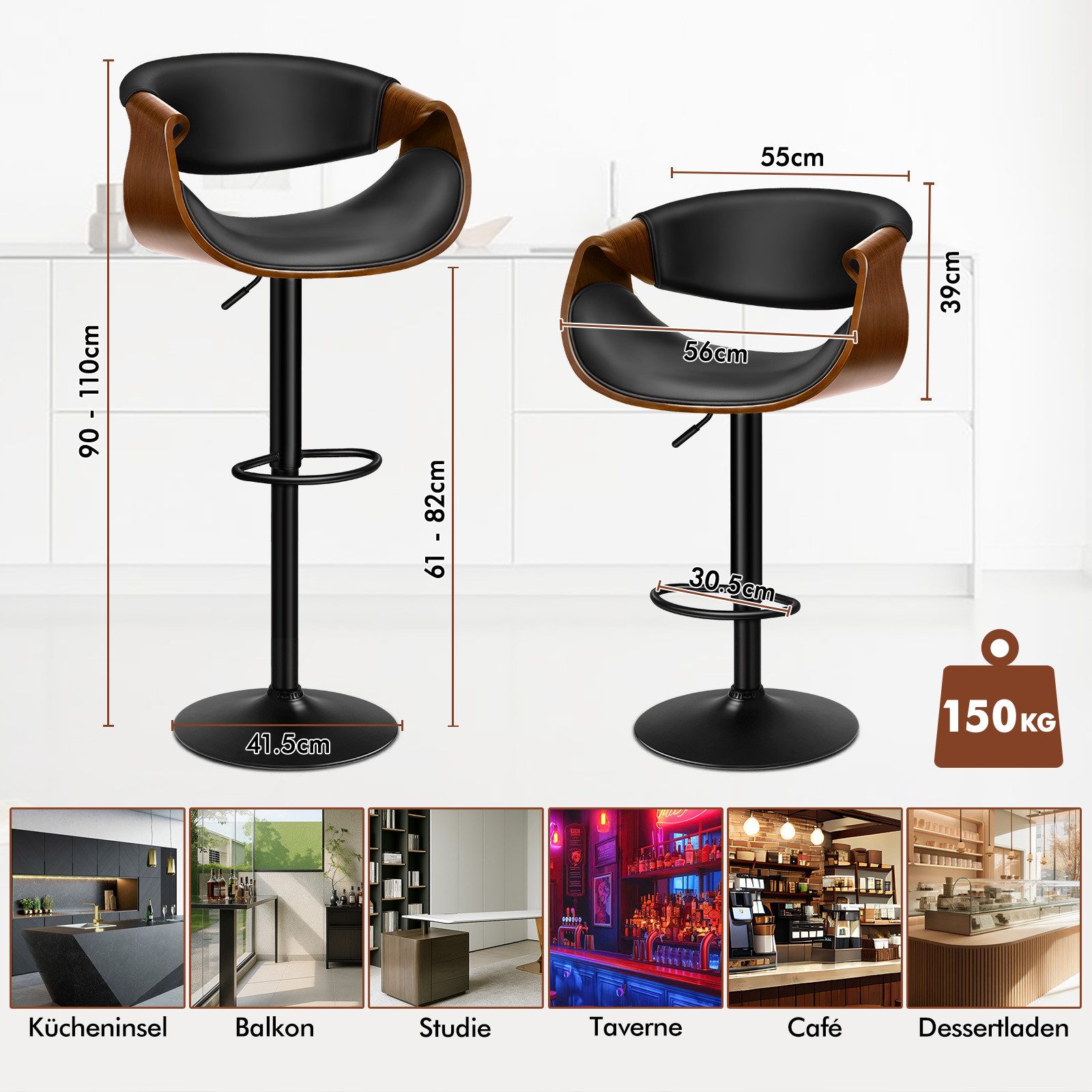 ALFORDSON Barhocker Höhenverstellbarer, für den gewerblichen Gebrauch mit 1 günstig online kaufen