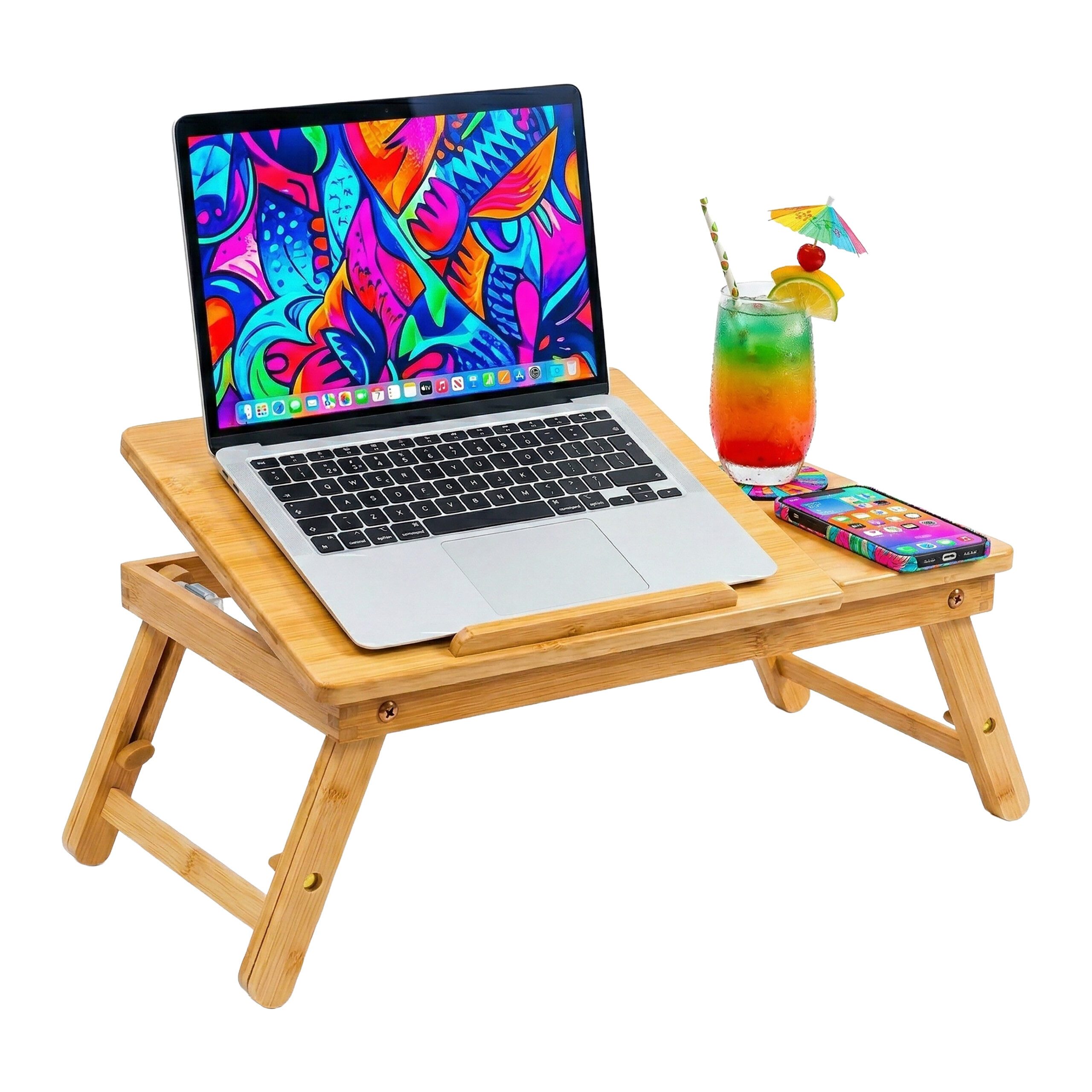 relaxdays Laptop-Ständer Bambus Laptop-Ständer Baum-Design, (bis 17.3 Zoll, 1-tlg)