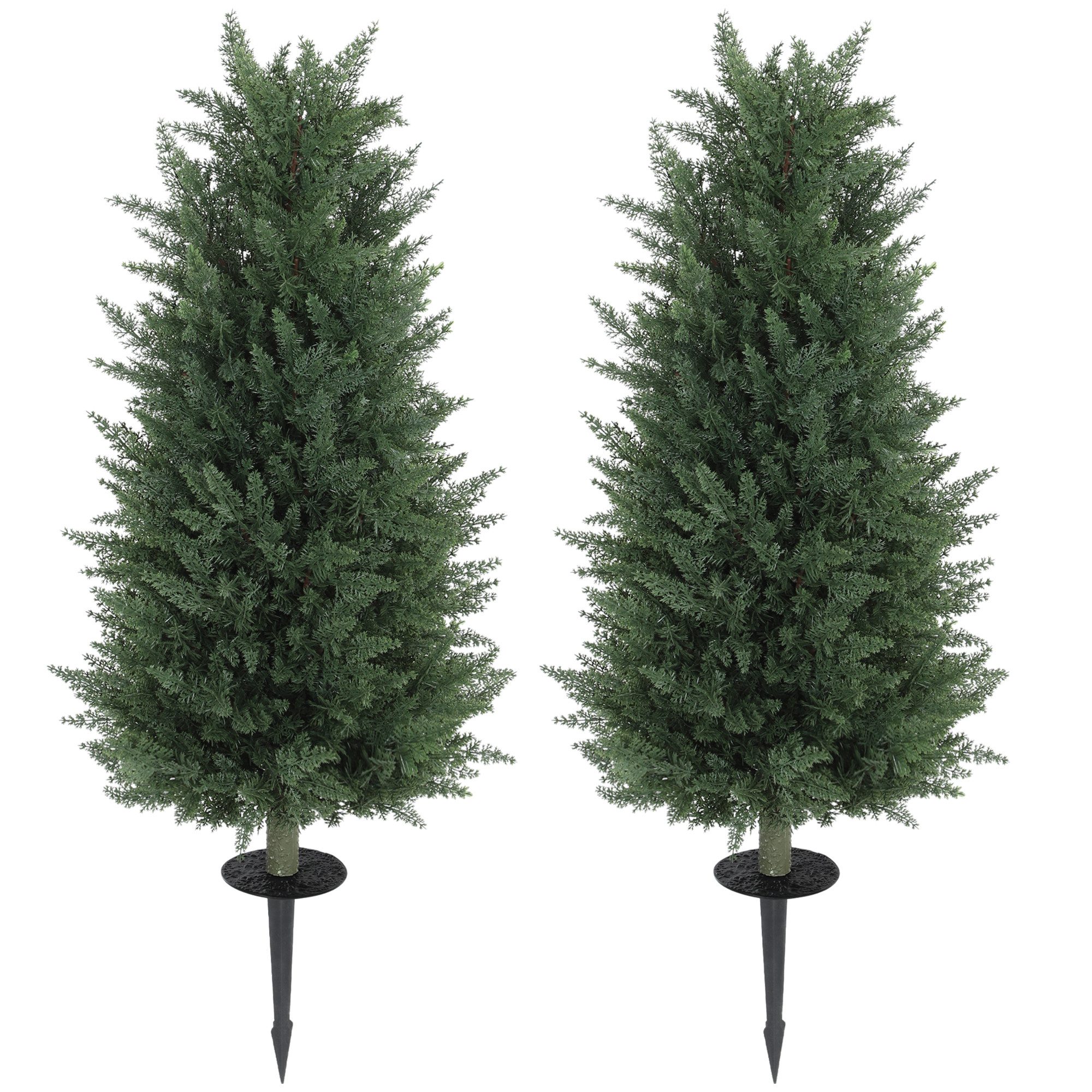 Kunstpflanze 2er-Set Kunstbaum mit Bodenpfahl, künstliche Pflanzen