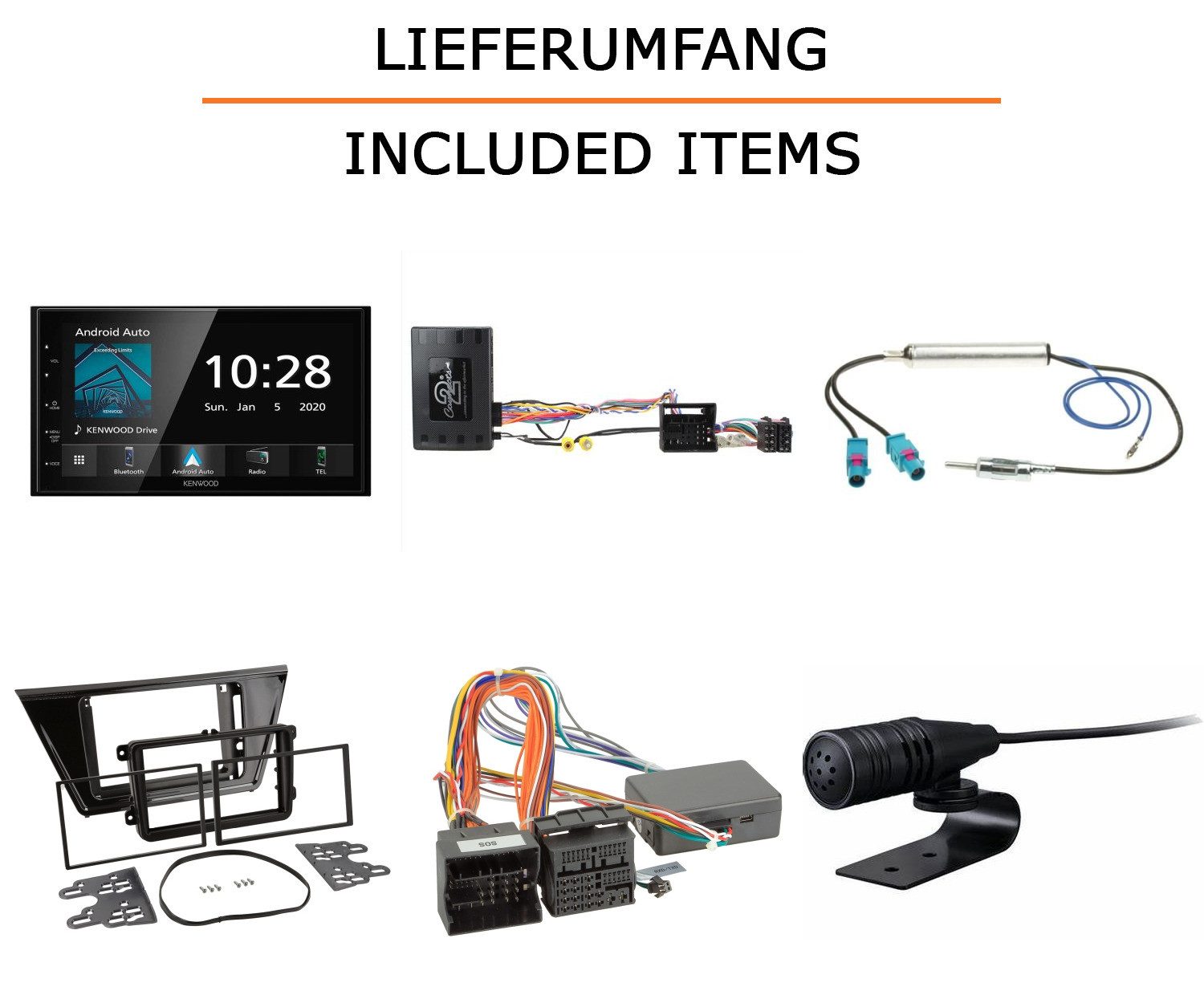 JUST SOUND best choice for caraudio Autoradio Einbauset Kenwood Kenwood DMX5020BTS VW Touran II Autoradio (RDS, AM/FM Radio, Animiertes Display, Bluetooth, Eingebauter Equalizer, Freisprecheinrichtung, Touchscreen, CarPlay, Android, AndroidAuto)