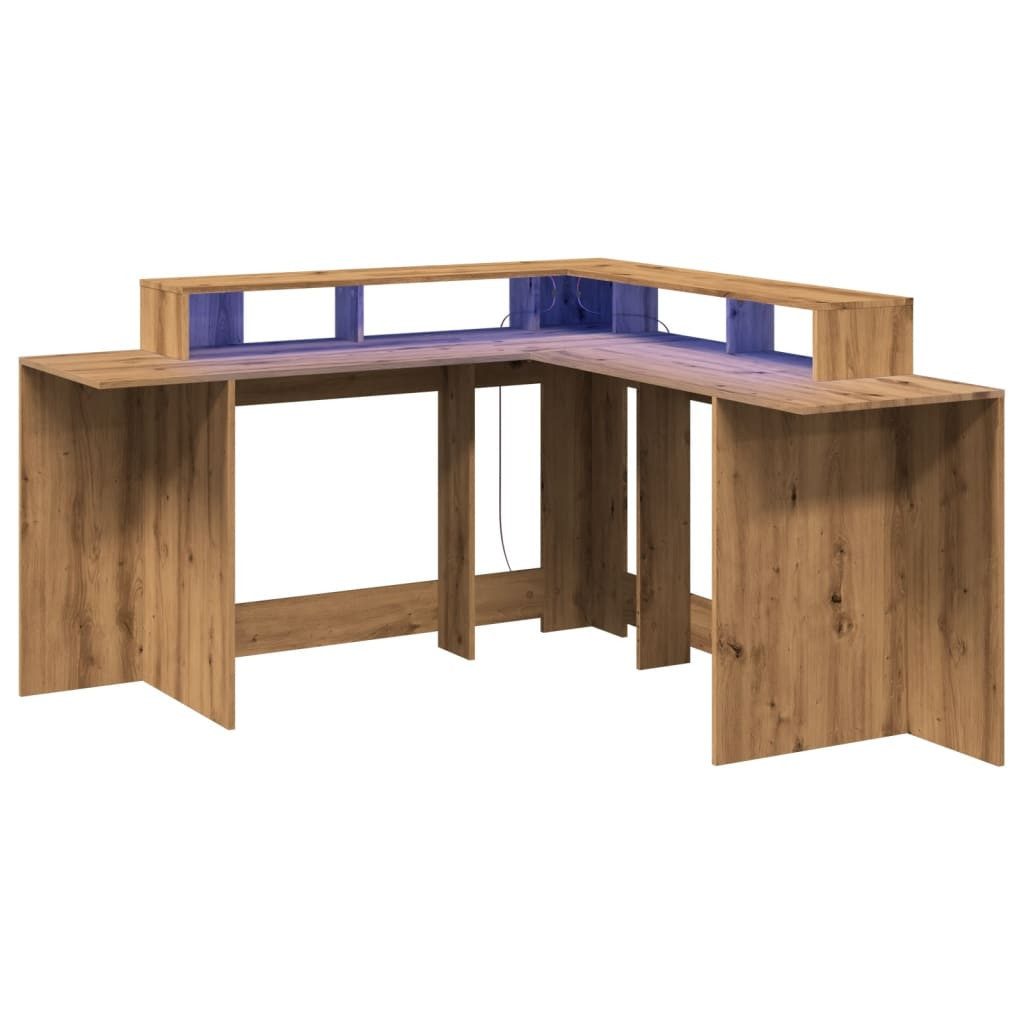 vidaXL Schreibtisch LED-Schreibtisch Artisan-Eiche 152x152x91 Holzwerkstoff günstig online kaufen