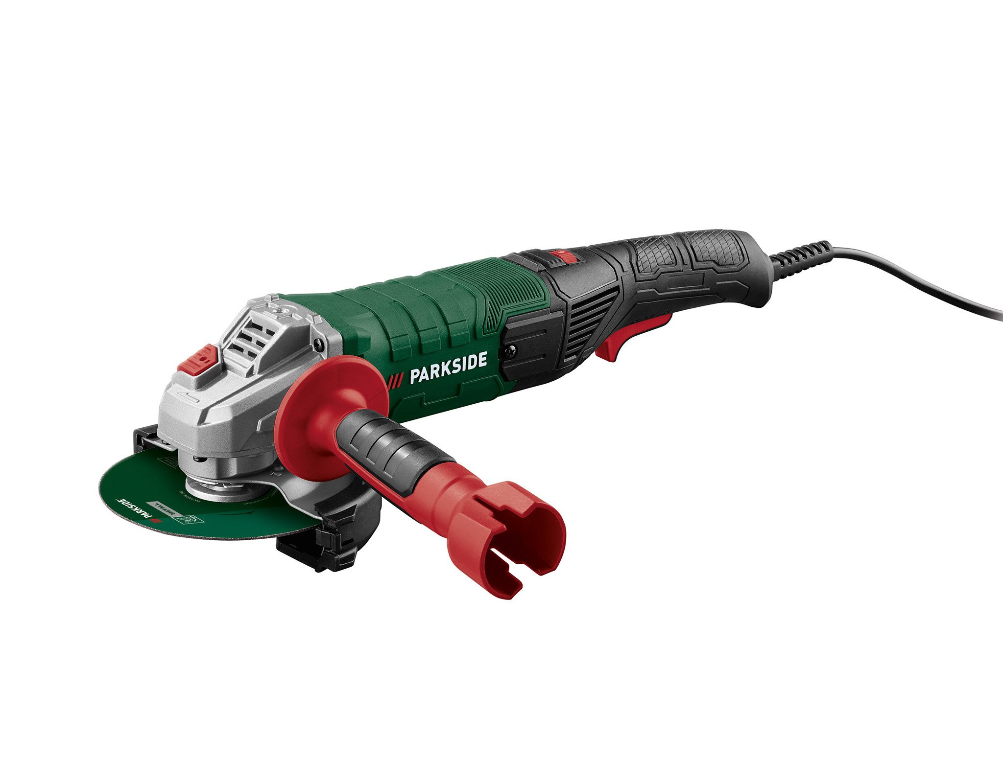 Parkside Winkelschleifer PWS 125 I9, max. 12000 U/min, inkl. 2 Ersatz-Kohlebürsten, 3-Positionen-Frontgriff