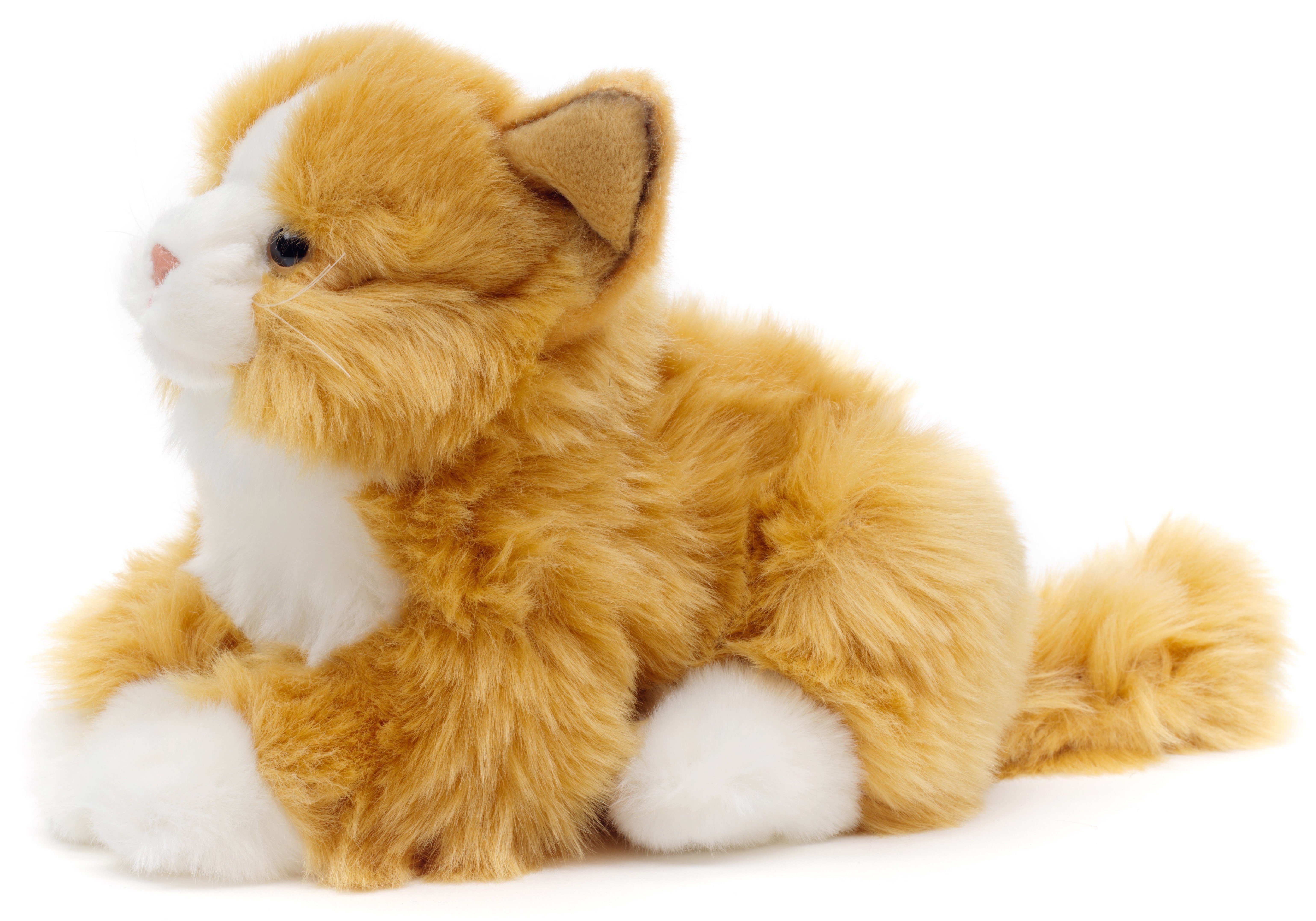 Uni-Toys Kuscheltier Katze, liegend - versch. Fellfarben - Länge 20 cm - Plüsch, Plüschtier, zu 100 % recyceltes Füllmaterial