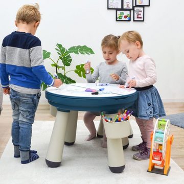 LittleTom Spieltisch 3-in-1 Kinder Spieltisch mit Platte für Bausteine, Kindertisch mit Stuhl ab 1 Jahr