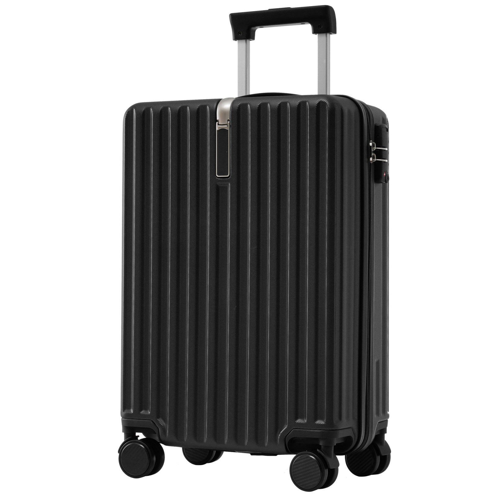 SEEZSSA Koffer 1tlg Reisekoffer, Handgepäck 4 Rollen, Rollkoffer aus ABS-Material, , FarbenModisches leichtes Gepäck 55x36x21cm schwarz