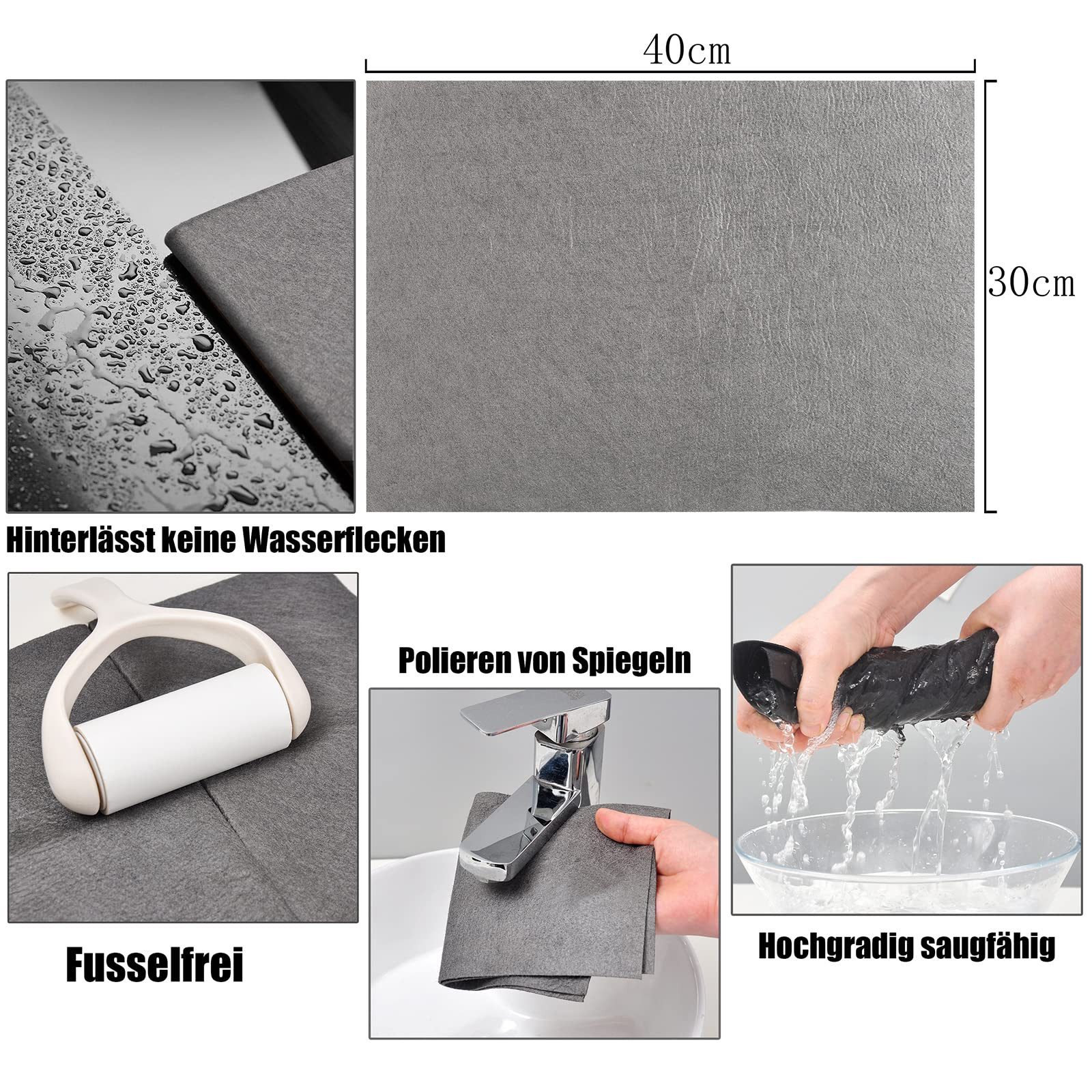 FOUORTUNATE-BEE Fusselfreies dickes Reinigungstuch, Glas- & Spiegelputztuch Reinigungstücher (Multifunktionales Mikrofasertuch fürs Fenster, Küche & Auto)