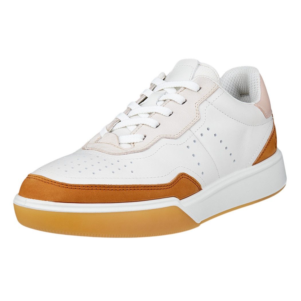 Ecco Street Court Lea (Premium-Leder) weiss/orange Damen Sneaker