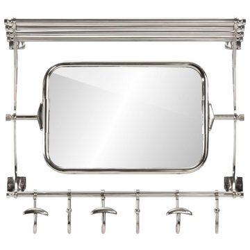 vidaXL Garderobe Wandgarderobe mit Kleiderhaken Spiegel Aluminium Garderobe
