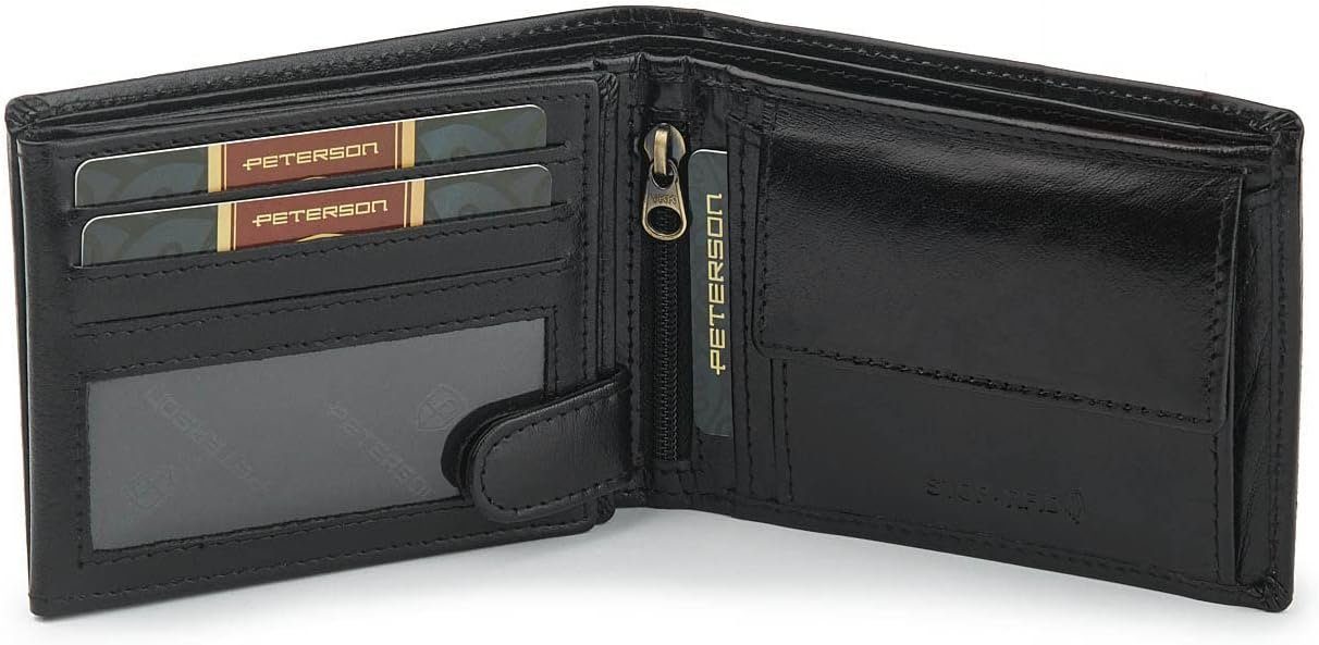 Brieftasche 304 PETERSONⓇ RFID Geldbeutel Herren Geldbörse schwarz Geldbörse Echtleder