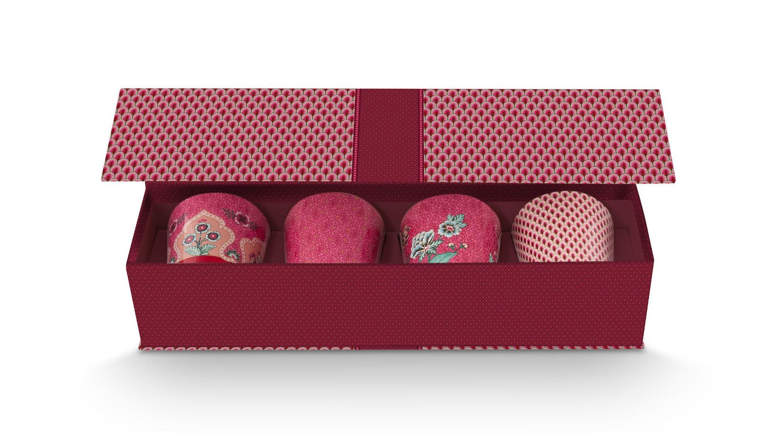 PiP Studio Кружки Flower Festival Oriental Geschenkset Кружки ohne Henkel dark pink0,23l, Porcelain, Giftset Mugs without Ear Oriental Flower Festival Dark Pink