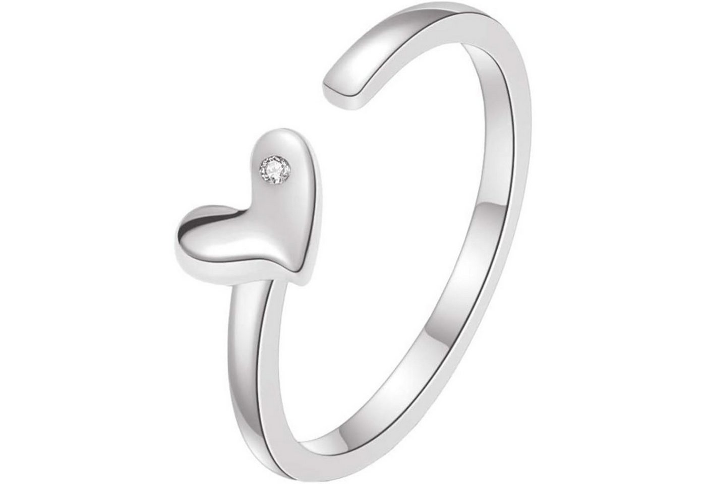 Lisandra Scott Silberring Verstellbar mit Herz & Zirkonia Stein - Verstellbarer Ring für Damen, Dein Herz, dein Ring