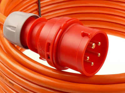 maxgo® CEE Starkstromkabel H07BQ-F PUR 5G2,5 5x2,5 16A IP44 5m Phasenwender Elektro-Kabel, (500 cm), 5x2.5mm²