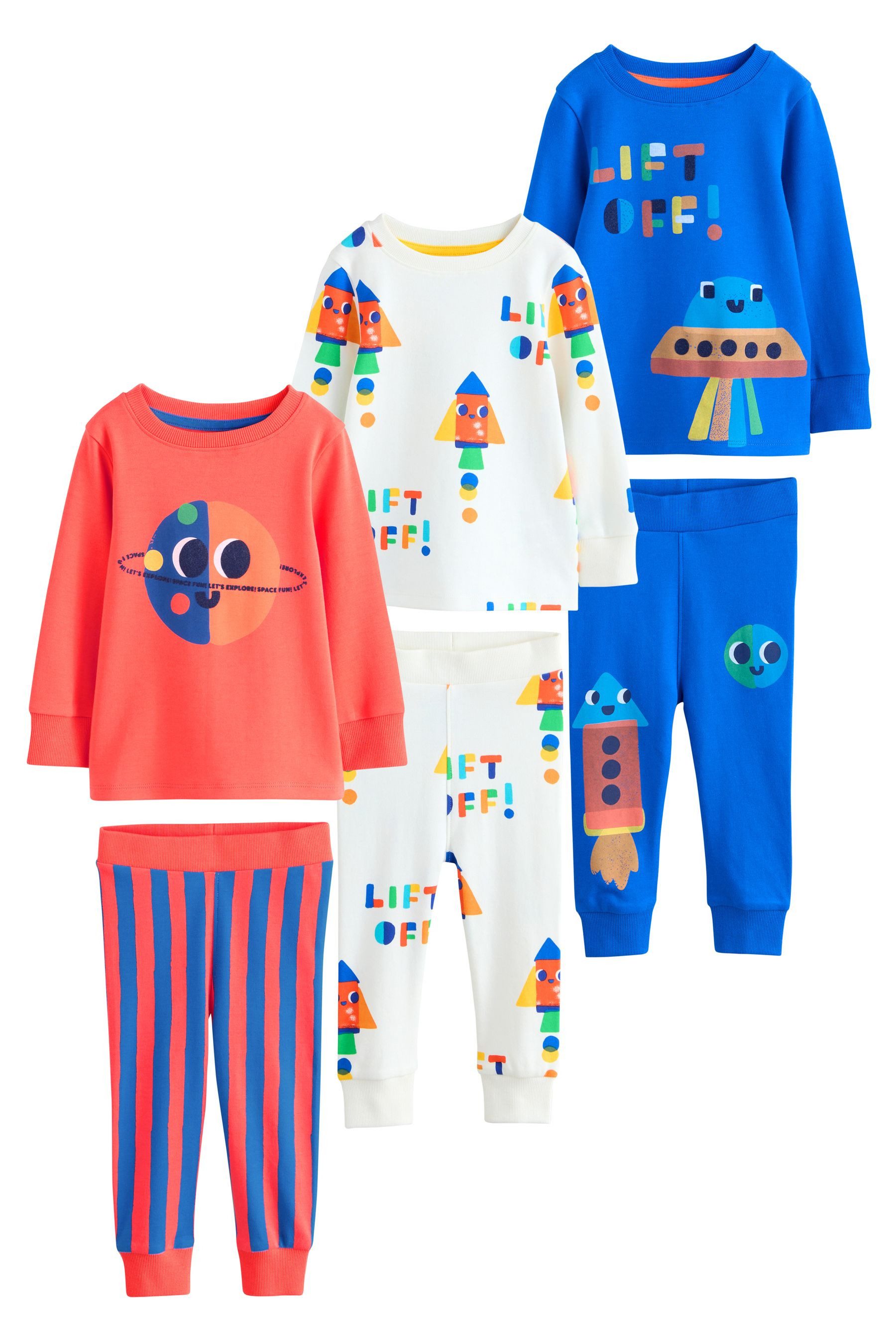 Pyjama Bequeme Schlafanzüge aus 100 % Baumwolle, 3er-Pack