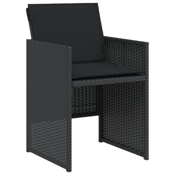 vidaXL Gartenlounge-Set 3-tlg. Bistro-Set mit Kissen Schwarz Poly Rattan, (1-tlg)