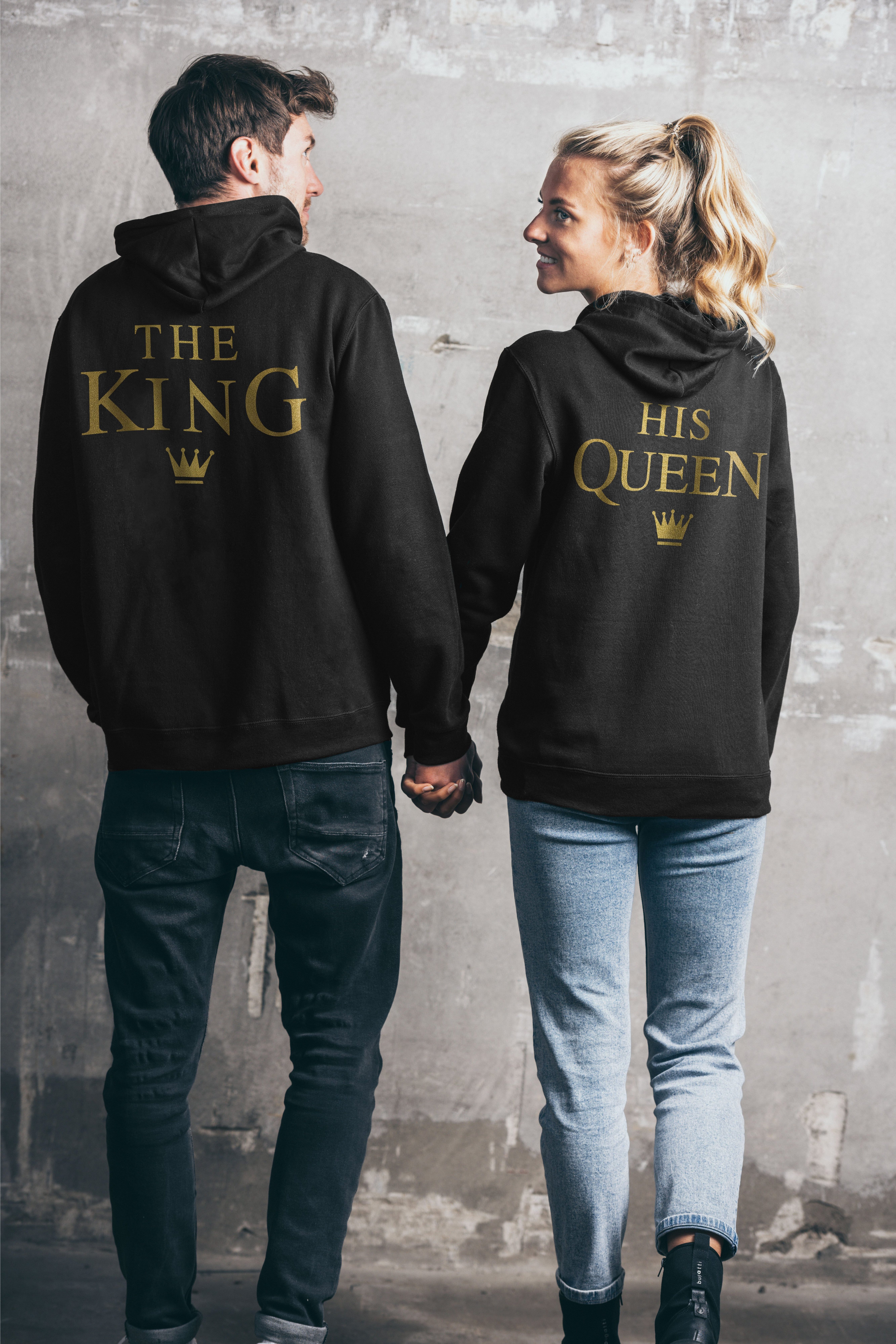 Couples Shop Kapuzenpullover The King & His Queen Hoodie für Paare mit modischem Print