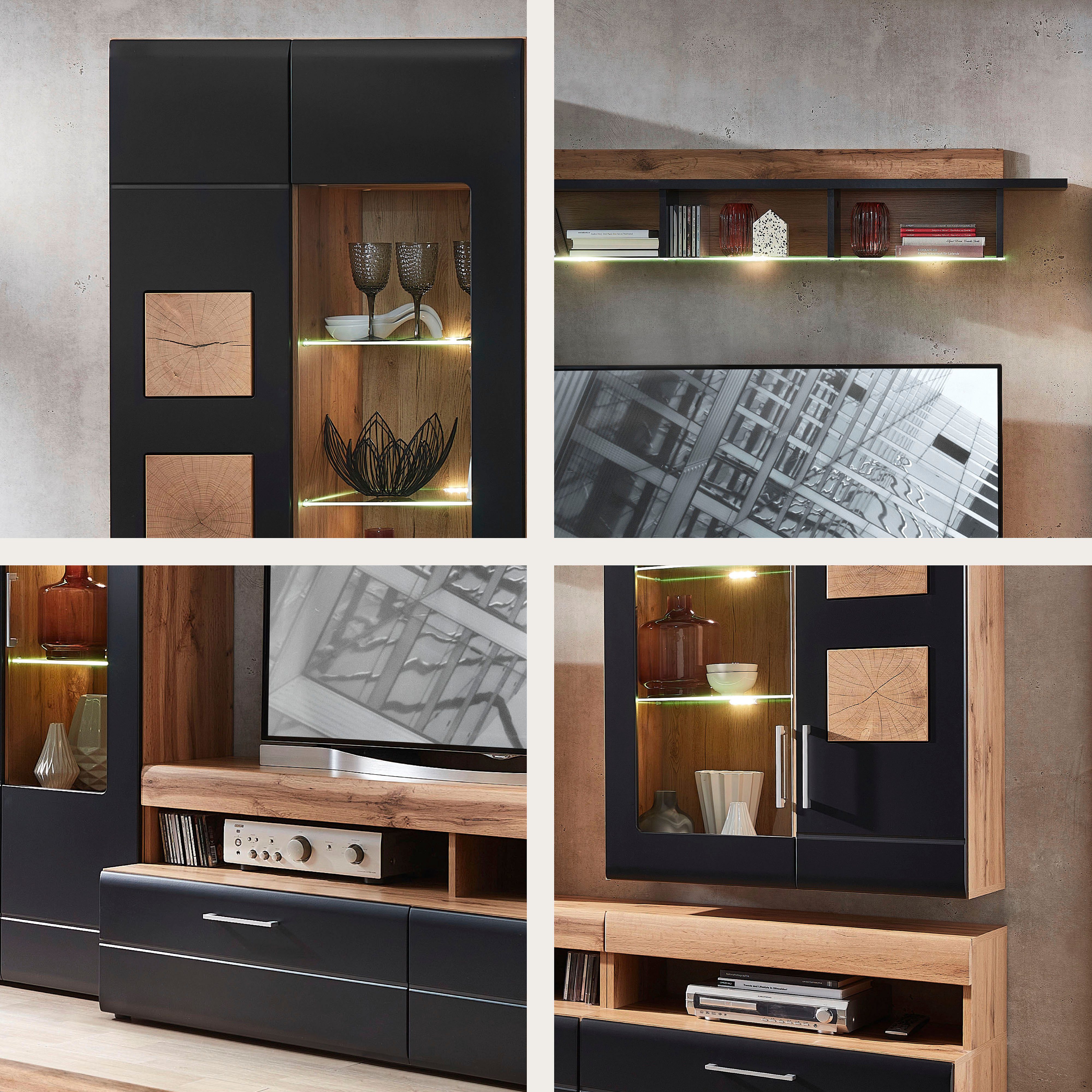 Innostyle Wohnwand Sonate, TOPSELLER!, (Komplett-Set, 5-St., Wohnwand, OTTOs Choice), inkl. LED-Beleuchtung