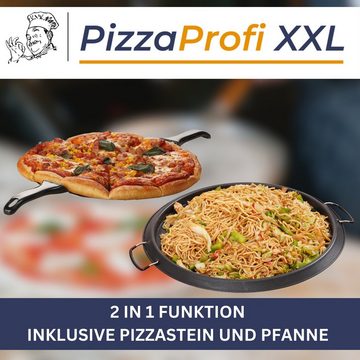 Sommertal Pizzaofen Sommertal PizzaProfi XXL Pizzaofen, 39cm Pizzastein, mit Pfanneneinsatz, 2x Pizzaschieber, Pizzaschneider, Steinplatte