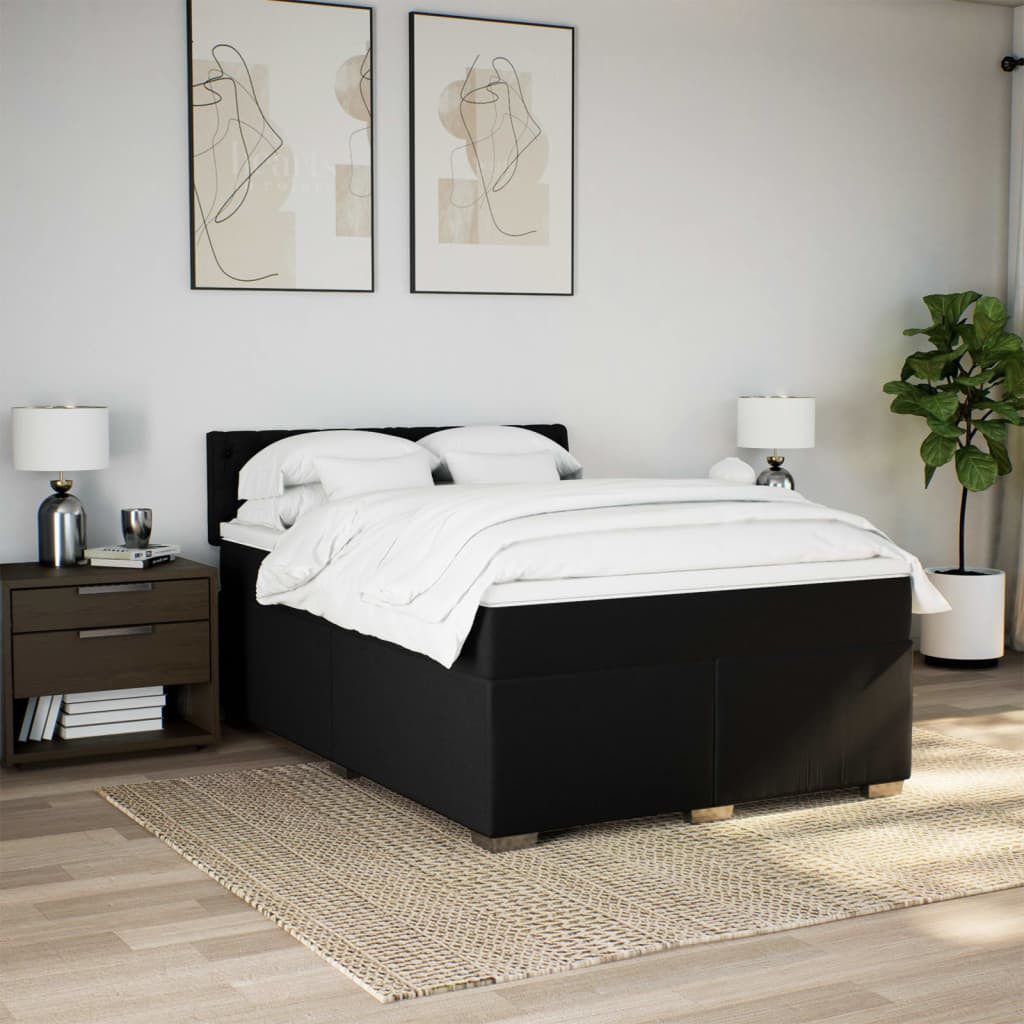 vidaXL Bett Boxspringbett mit Matratze Schwarz günstig online kaufen