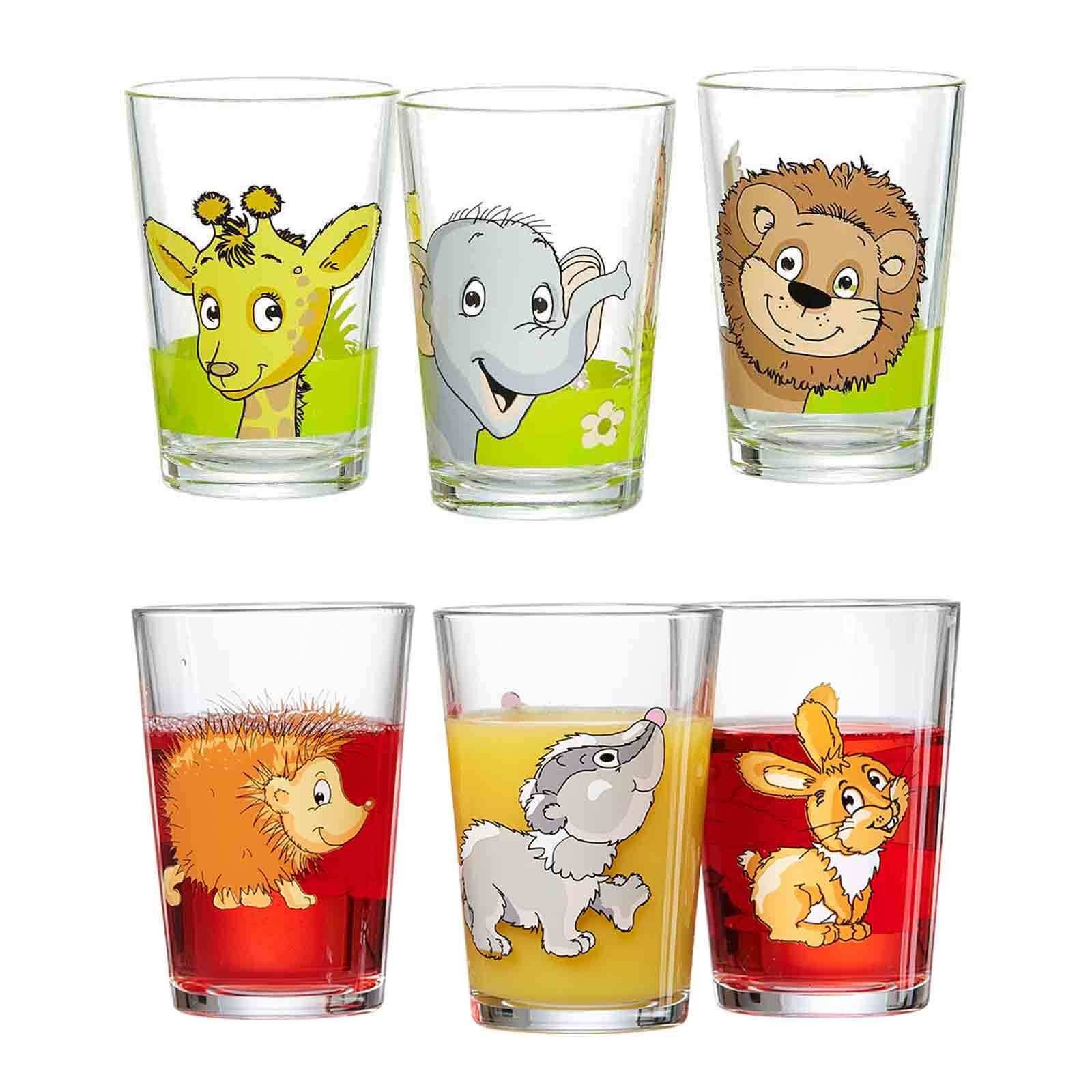 Ritzenhoff & Breker Kinderbecher Dschungeltiere Waldtiere Kindergläser 205 ml, 6-tlg., Glas