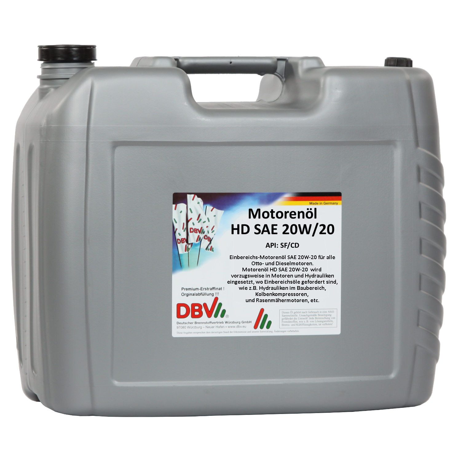 DBV Motoröl DBV Motorenöl HD SAE 20W/20 20-Liter-Kanister