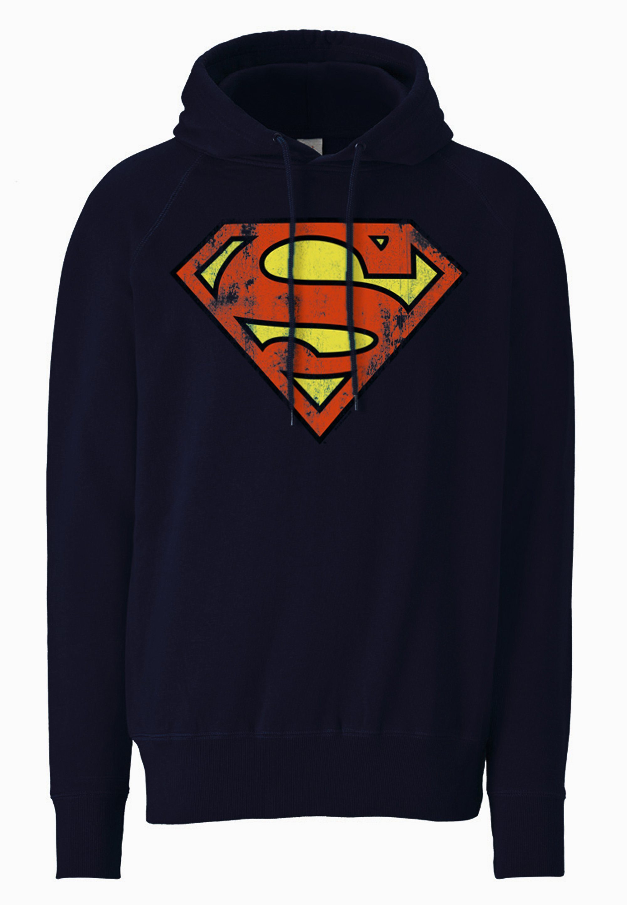 LOGOSHIRT Kapuzensweatshirt DC Logo – Superhelden-Print dunkelblau Superman mit