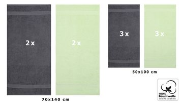 Betz Handtuch Set 10-tlg. Set Palermo 4 Duschtücher 6 Handtücher Farbe anthrazit/grün, 100% Baumwolle (Set, 10-St)