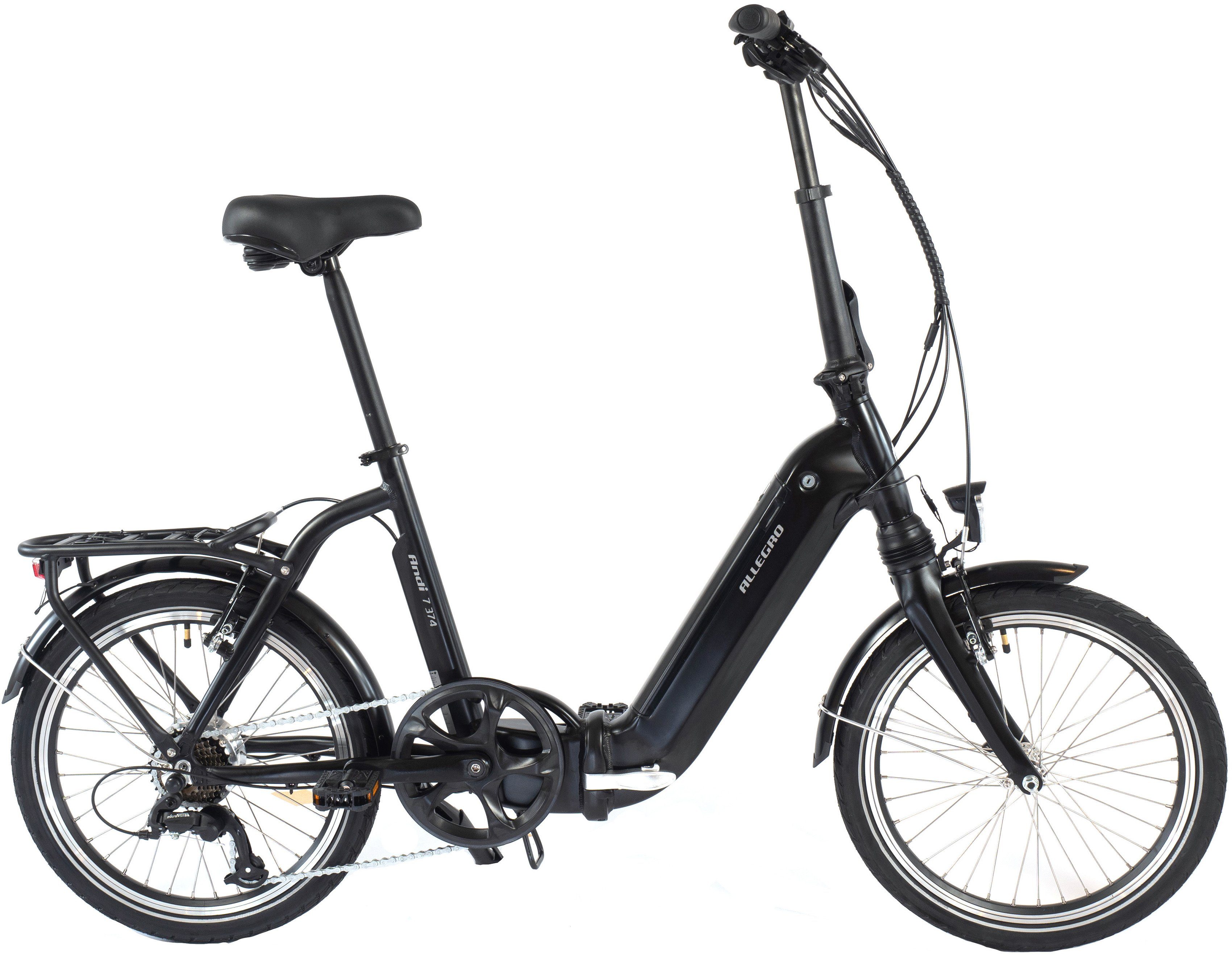 ALLEGRO E-Bike Andi 7 374, 7 Gang microSHIFT, Kettenschaltung, Heckmotor, 374 Wh Akku | E-Falträder