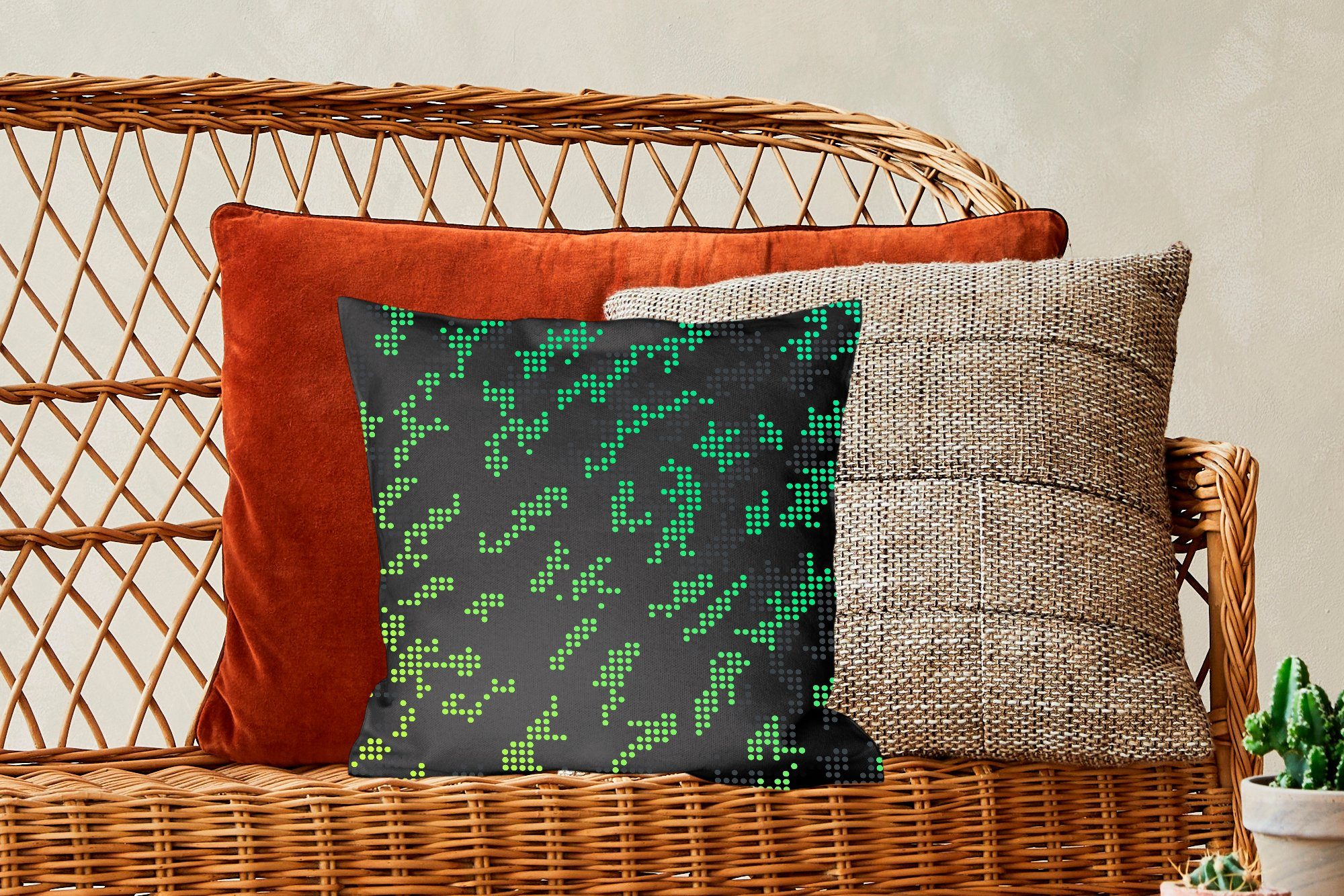 Zierkissen Sofakissen Deko, Füllung für und Schlafzimmer, aus Punkten, Camouflage-Muster mit MuchoWow Wohzimmer, Dekokissen grünen grauen