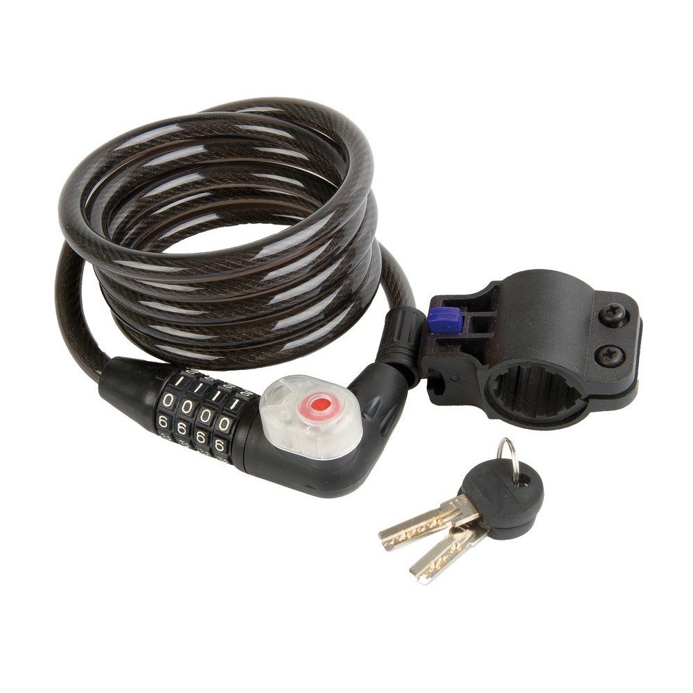 M-Wave Steckschloss Spiralkabelschloss LED Длина 1800mm, Ø 10mm, mit Clip-On-Halter