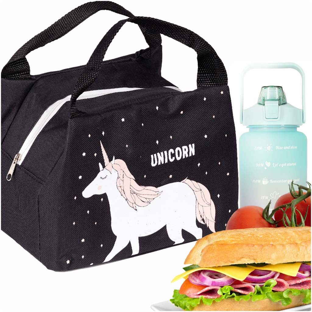 Ikonka Lunchbox Isoliertasche Einhorn Kinder Thermotasche faltbar für Lunch & Snacks, Polyester, (Einzelne Isoliertasche für Frühstück, Mittagessen oder Snacks, Kompakte Einzeltasche für Frühstück, Lunch oder Snacks unterwegs), Leichte, faltbare Isolierta