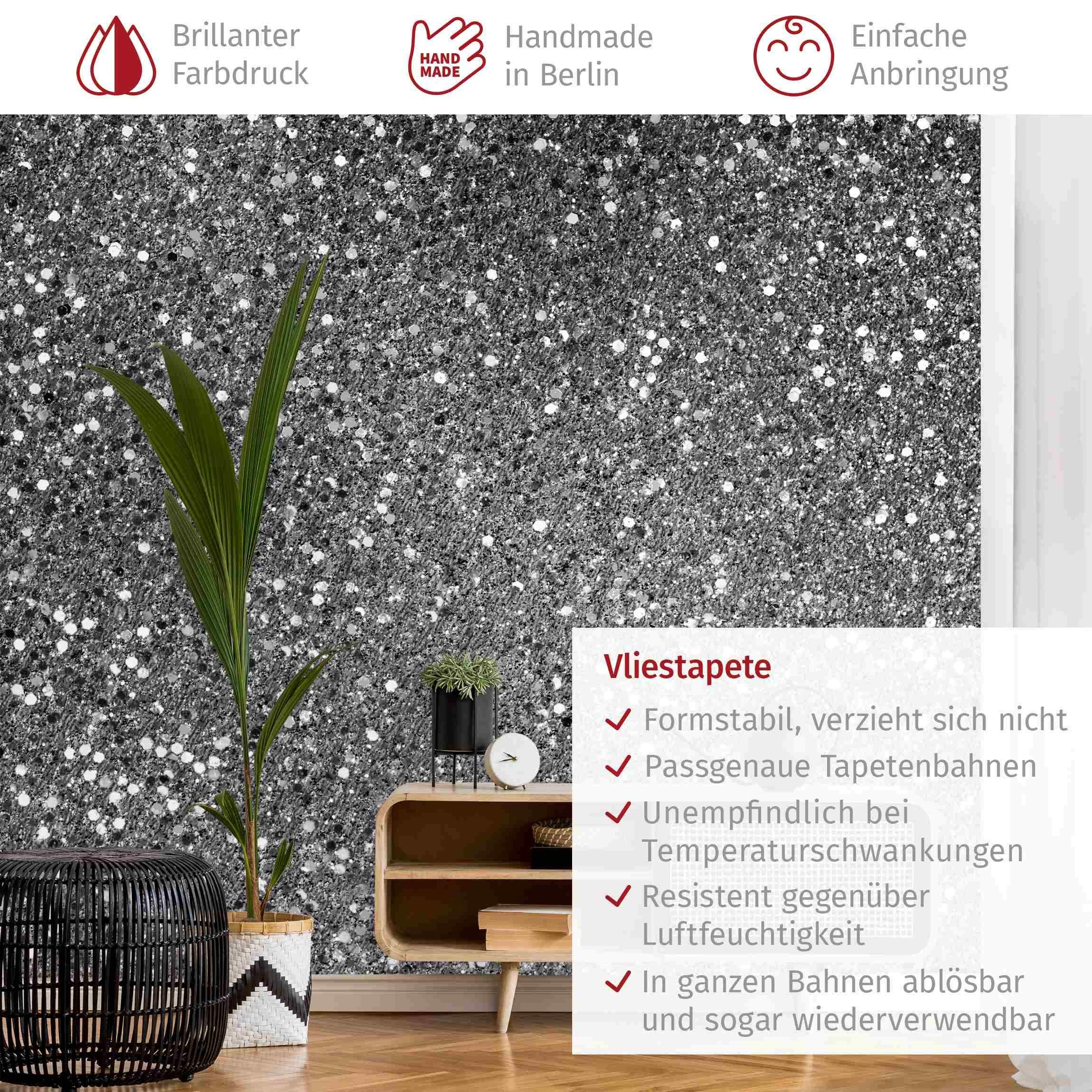 Bilderdepot24 Mustertapete Muster Glitzer Konfetti Schwarz-Weiß Modern Wanddeko, Glatt, Matt, (Vliestapete inkl. Kleister oder selbstklebend), Wohnzimmer Schlaf – Bild 3 von 5